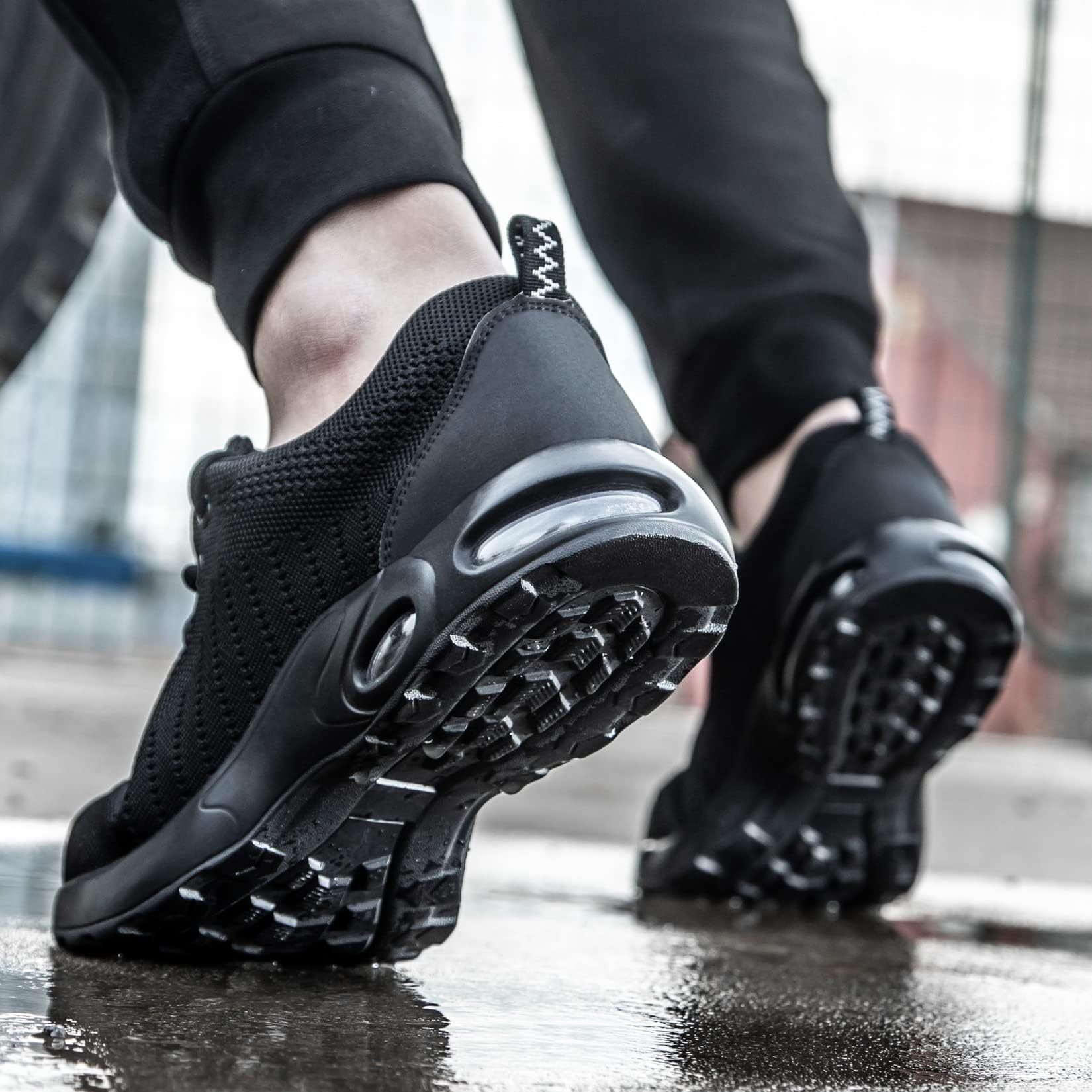 Tinefiy Steel Toe Shoes for Men & Women - Lightweight Air Cushion Safety Sneakers with Slip Resistant Work Design | Indestructible Safety Toe Tennis Shoes for Construction, Warehouse & Outdoor Work