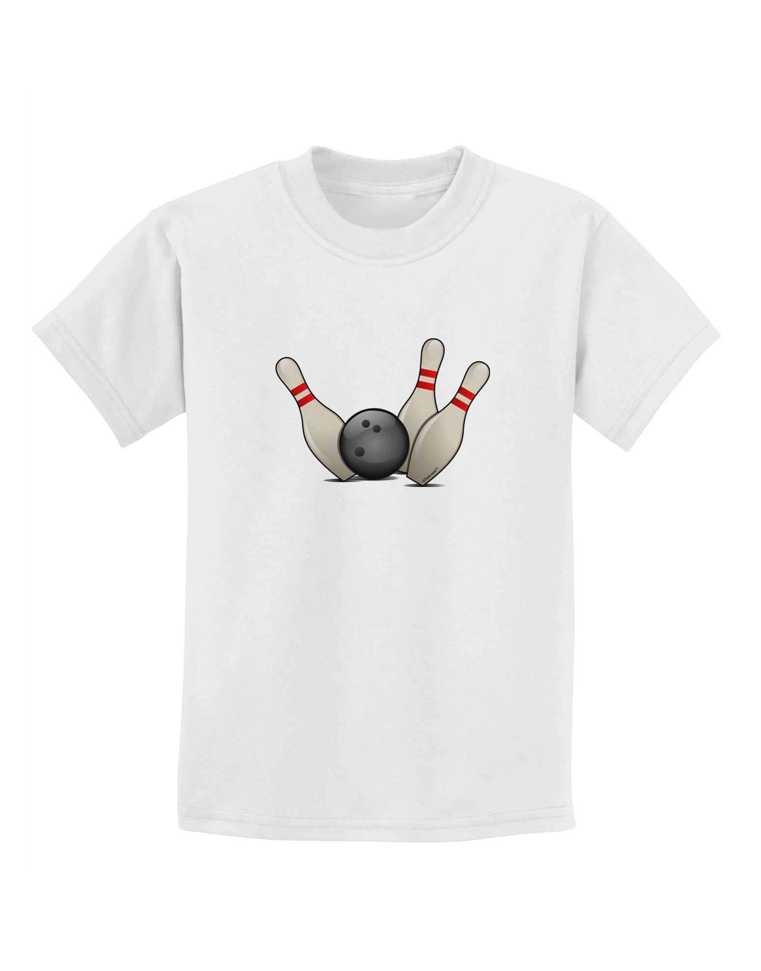 TooLoud Bowling Ball with Pins Kids Graphic T-Shirt - Fun Bowling Themed Cotton Tee for Boys & Girls - Perfect for Bowling Parties, Casual Wear & Sports Events