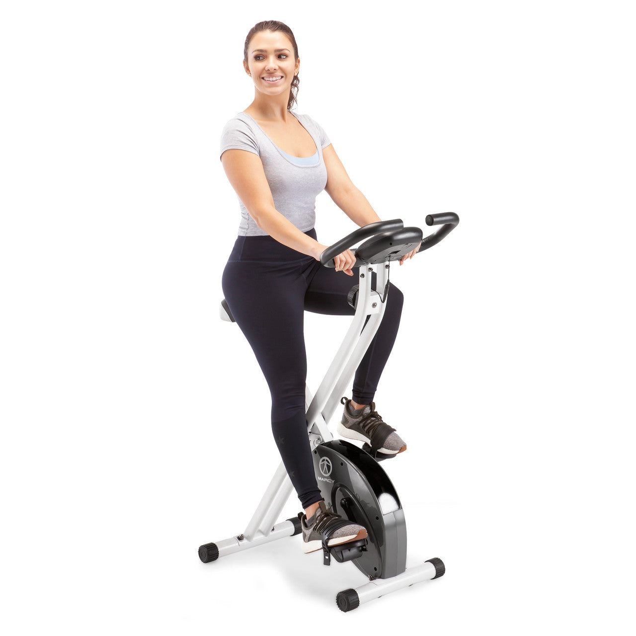 Marcy NS-652 Foldable Upright Exercise Bike for Home Gym - Compact Cardio Workout Equipment for Small Spaces | Perfect for Apartment, Office & Indoor Cycling Training