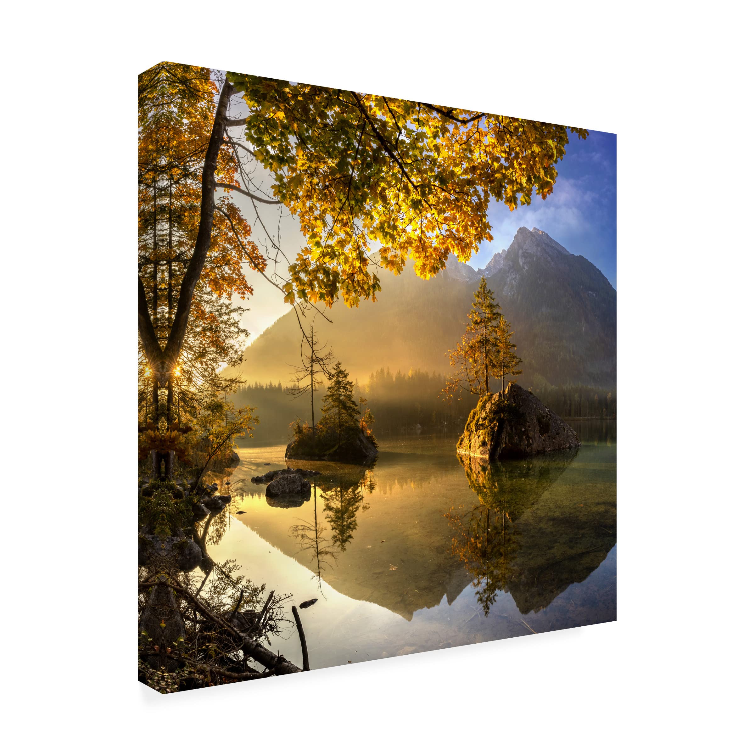 Trademark Fine Art 'Lake Hintersee' by Keller - Stunning Landscape Canvas Wall Art for Living Room, Bedroom & Office Decor