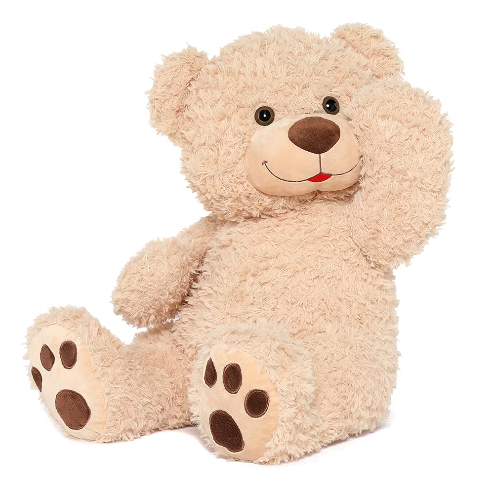 Cute 24-inch Tezituor Small Tan Teddy Bear Stuffed Animal - Soft Plush Toy with Footprint Design for Kids, Girlfriends & Boyfriends | Perfect Gift for Valentine's Day, Birthdays & Cuddling