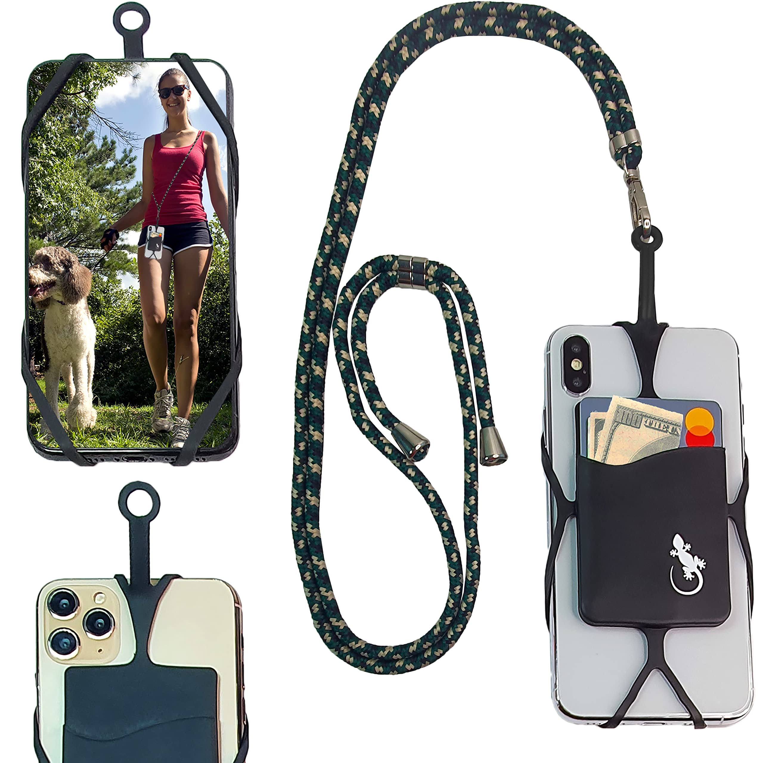 Gecko Cell Phone Lanyard Crossbody Strap - Adjustable Neck Phone Holder for iPhone & Android - Perfect for Travel, Work & Outdoor Activities