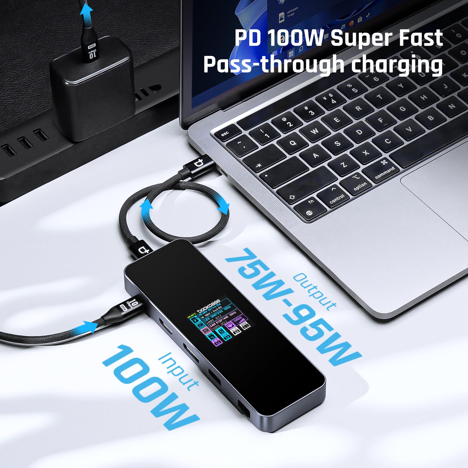 DOCKASE 10-in-1 Smart USB-C Hub with Dual 4K@60Hz HDMI, 100W PD 3.0 Charging, Ethernet Port, USB 3.2 & USB 2.0 Ports, UHS-II SD/TF Card Reader - Compatible with MacBook Pro/Air, Dell XPS (Gray) - Perfect for Home Office, Gaming & Multi-Monitor Setup