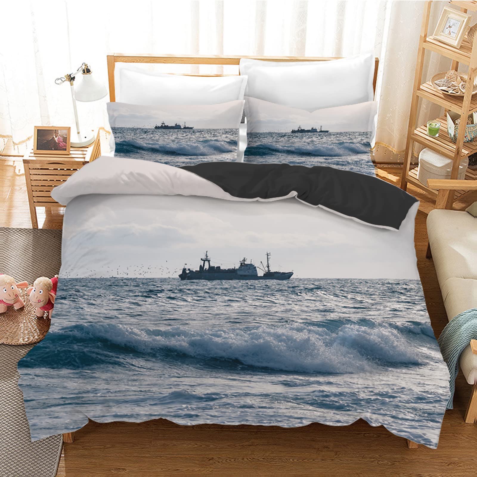 Queen Size Comforter Set - 110g/㎡ Microfiber Duvet Cover with 2 Pillowcases (20