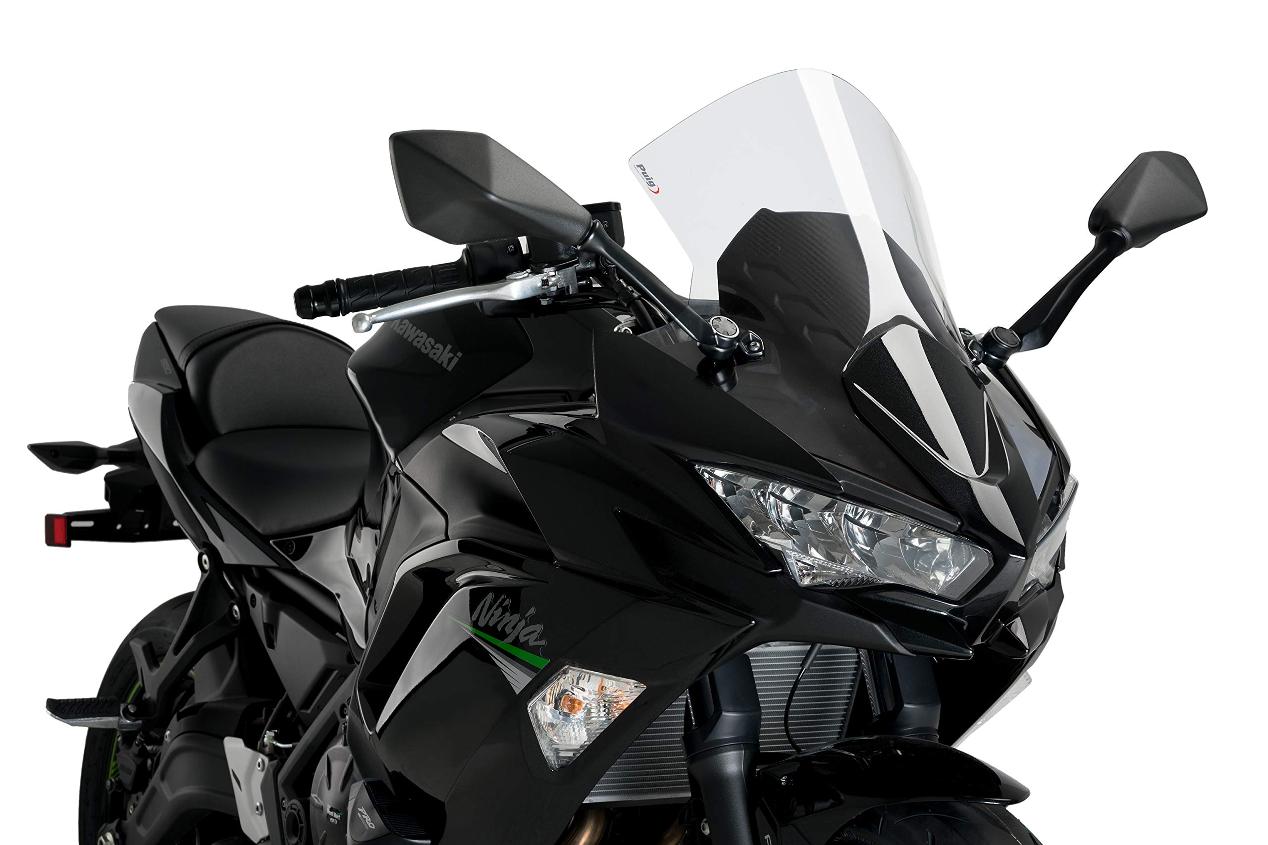Puig R-Racer Windshield Screen for Kawasaki Ninja 650 2020 - Clear Motorcycle Windshield for Enhanced Aerodynamics & Riding Comfort - Perfect for Highway Cruising & Sport Riding