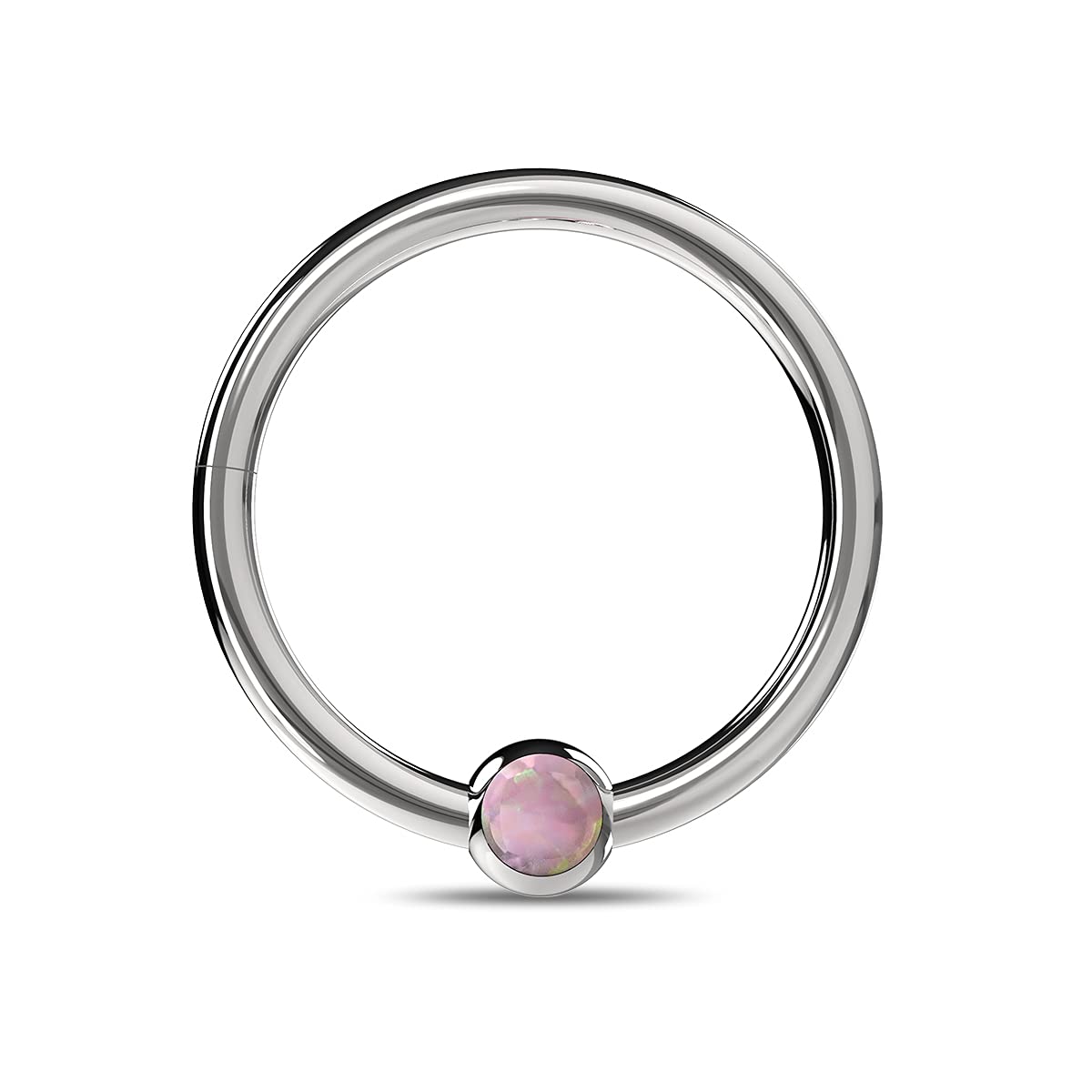 AZARIO LONDON 16G 316L Surgical Steel Hinged Segment Nose Ring with Bezel Set Opal Stone - Septum Piercing Jewelry for Women & Men - Perfect for Everyday Wear, Parties & Alternative Fashion