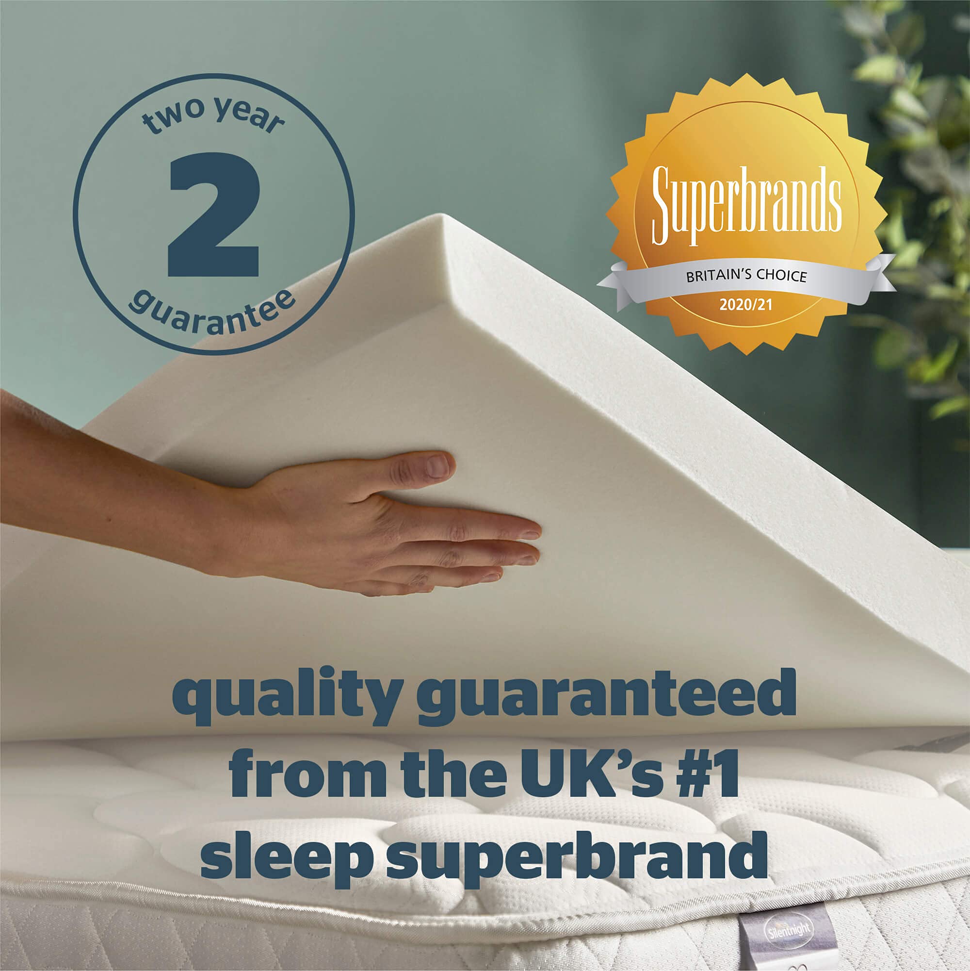 Silentnight Impress 7cm Memory Foam Mattress Topper - Extra Thick Orthopedic Support for Back & Neck Pain Relief - Breathable Washable Cover - Ideal for Home, Guest Room & Dorm Use - White