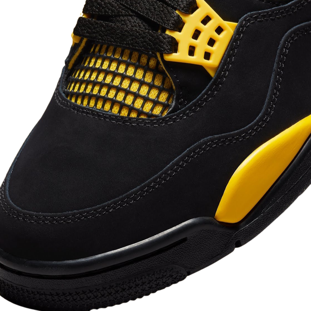 Air Jordan 4 Retro Thunder 2023 Sneakers - Black, White & Tour Yellow Basketball Shoes for Men | Perfect for Streetwear, Gym & Casual Outfits