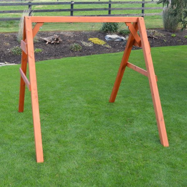 **A&L Furniture Cedar 4x4 A-Frame Swing Stand for Swing or Swingbed - Heavy Duty Outdoor Wooden Swing Set with Hangers Included - Perfect for Backyard, Garden, and Patio Relaxation**