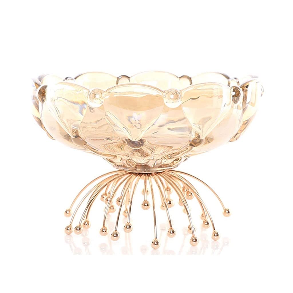 FEER Premium Crystal Glass Fruit Plate - 10 Inch Elegant Serving Tray for Snacks, Candy, Desserts - Perfect for Living Room, Dining Table, Kitchen Decor - Scandinavian Modern Home Accessories (25x16cm) - Ideal for Parties, Tea Time & Holiday Entertaining