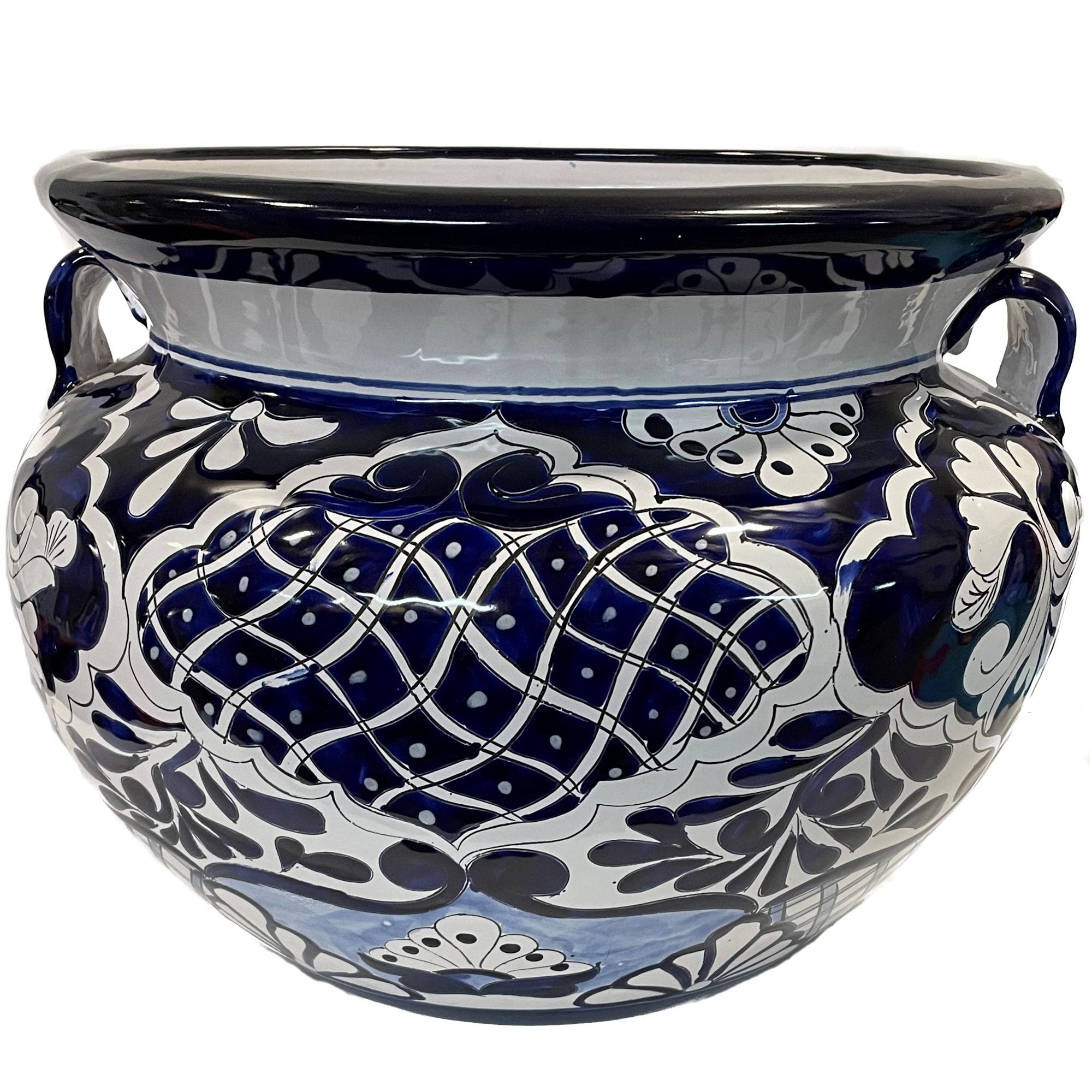 Large Zacan Mexican Talavera Ceramic Garden Pot for Indoors & Outdoors – Perfect for Plants, Flowers, and Home Decor