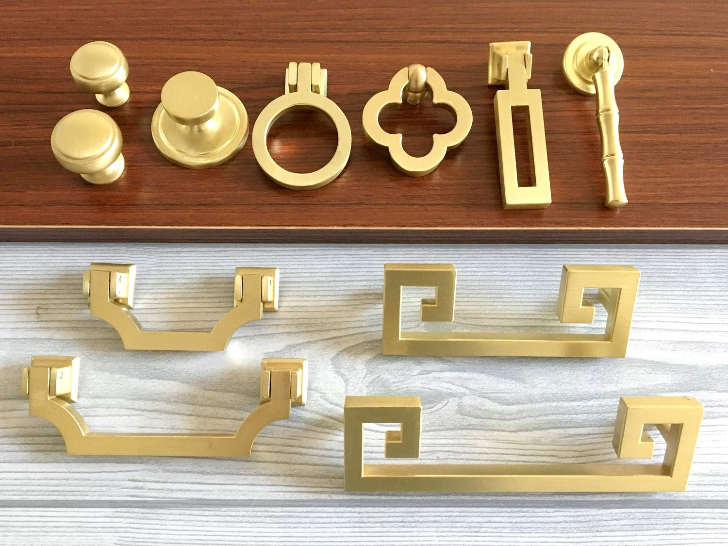Brass Bamboo Cabinet Knobs - Drawer Pulls for Kitchen & Dresser