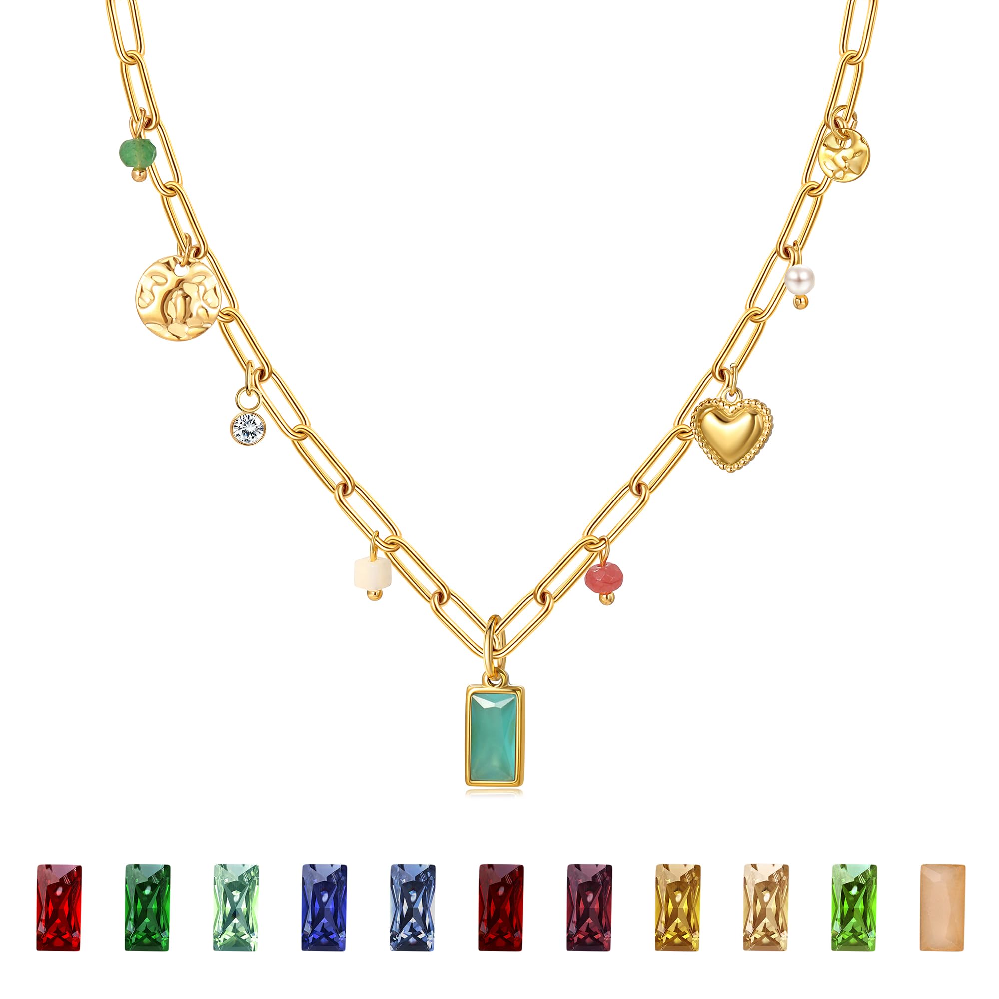 Emerald Birthstone Necklace for Women - 14K Gold Pendant Charm Jewelry, Elegant Birthday Gift for Her | Perfect for Anniversaries, Mother's Day & Special Occasions