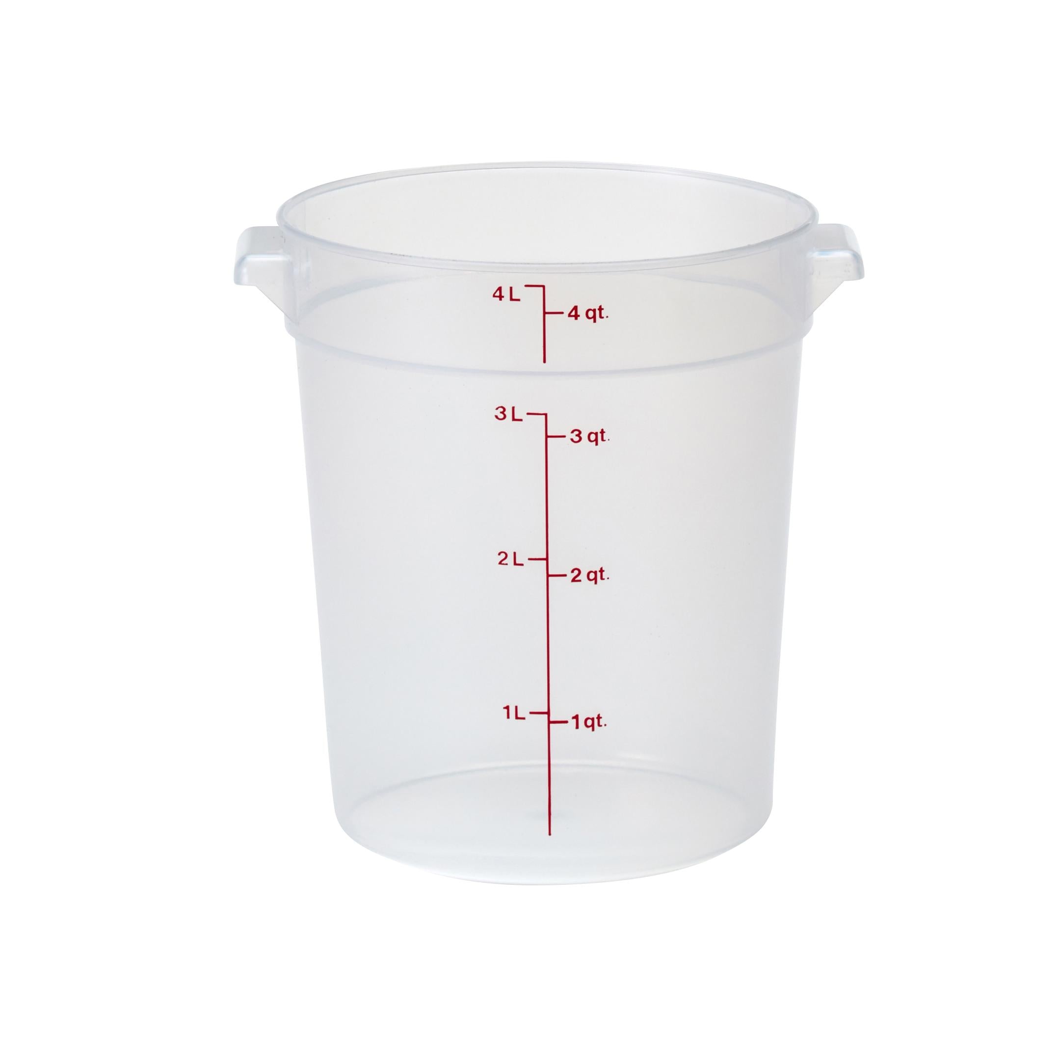 Cambro RFS4PP 4 Quart Round Food Storage Container with Lid - Translucent Plastic for Kitchen, Meal Prep, and Restaurant Use - BPA-Free, Durable, and Stackable