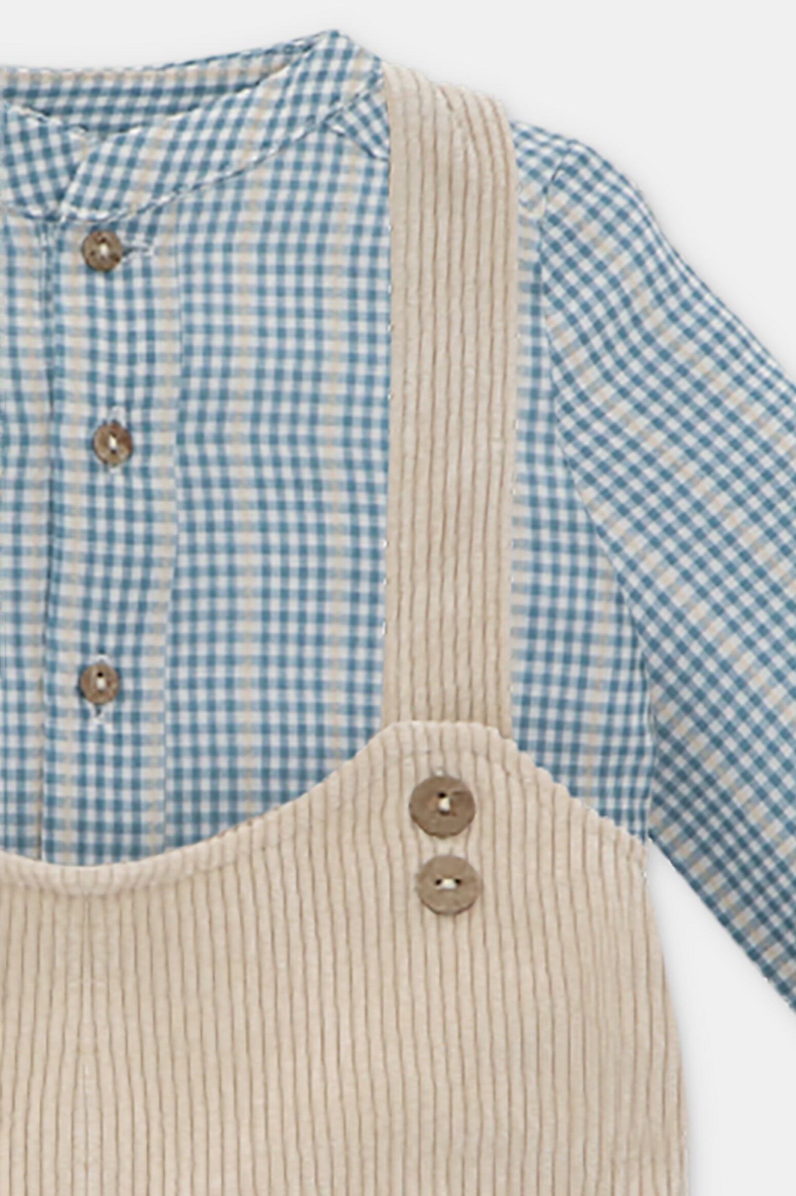 Tommy Hilfiger Blue Checkered Button-Down Shirt & Oatmeal Corduroy Jogger Pants Set - Casual Outfit for Men | Perfect for Work, Date Night & Weekend Wear