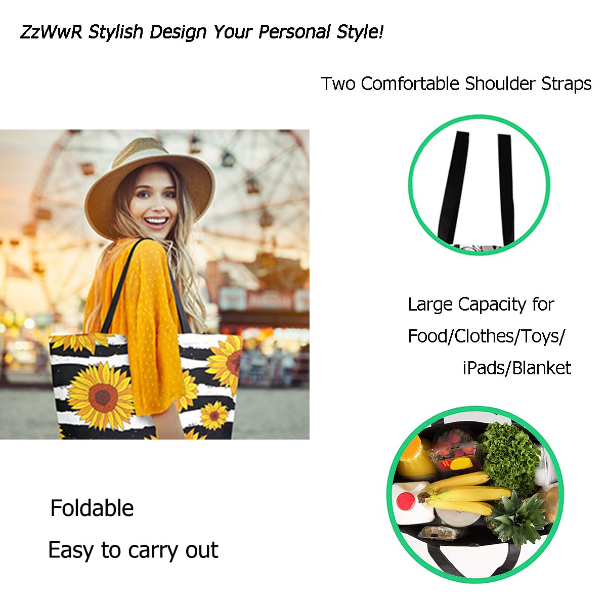 Stylish Large Canvas Tote Bag with Realistic Print - Perfect for Beach, Travel, Gym, Grocery Shopping & Daily Use | Durable Spacious Shoulder Bag for Women & Men