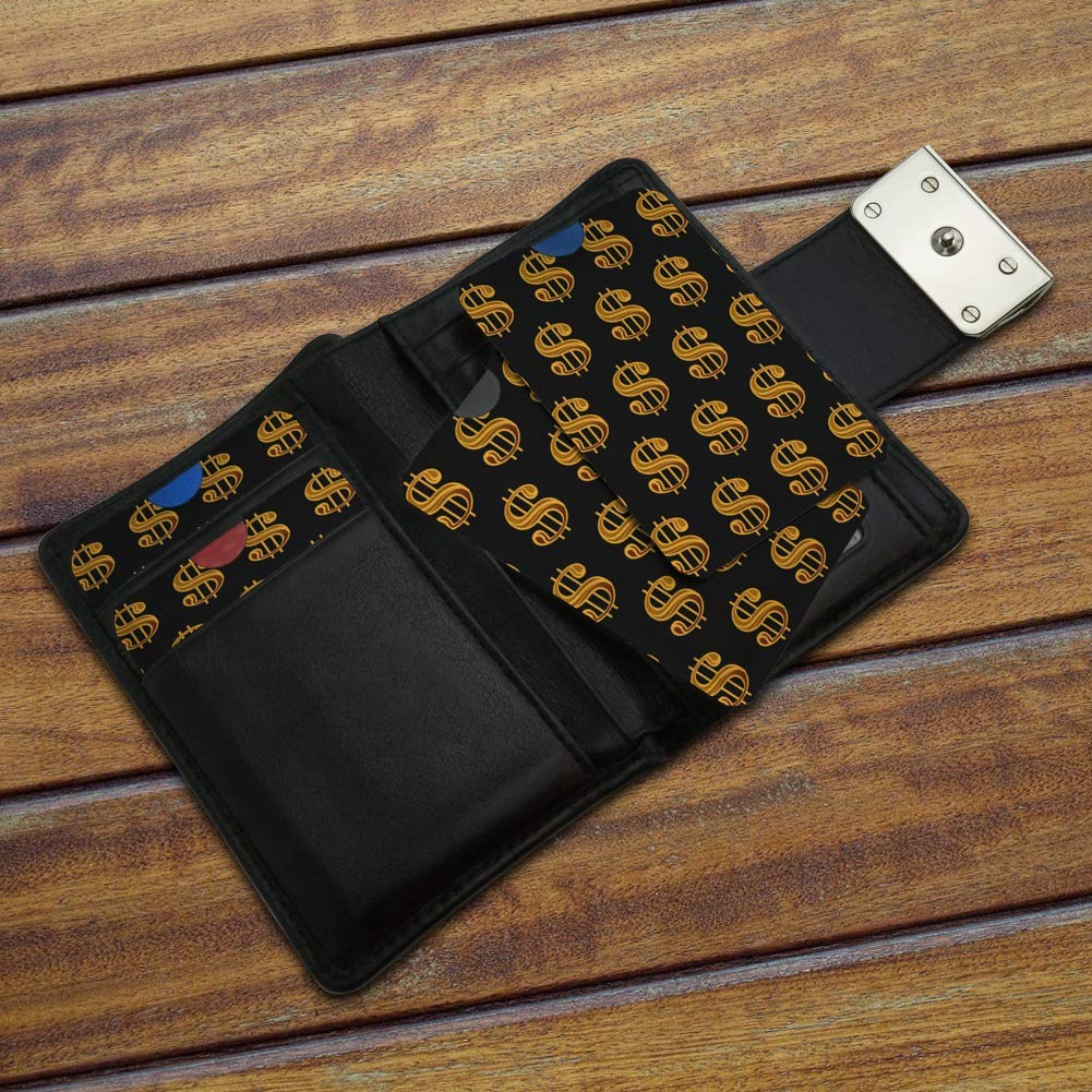 Premium Gold Dollar Sign RFID Blocking Credit Card Holder - Set of 4 Secure Money Pattern Wallets for Contactless Protection | Ideal for Travel, Shopping & Everyday Use to Prevent Digital Theft
