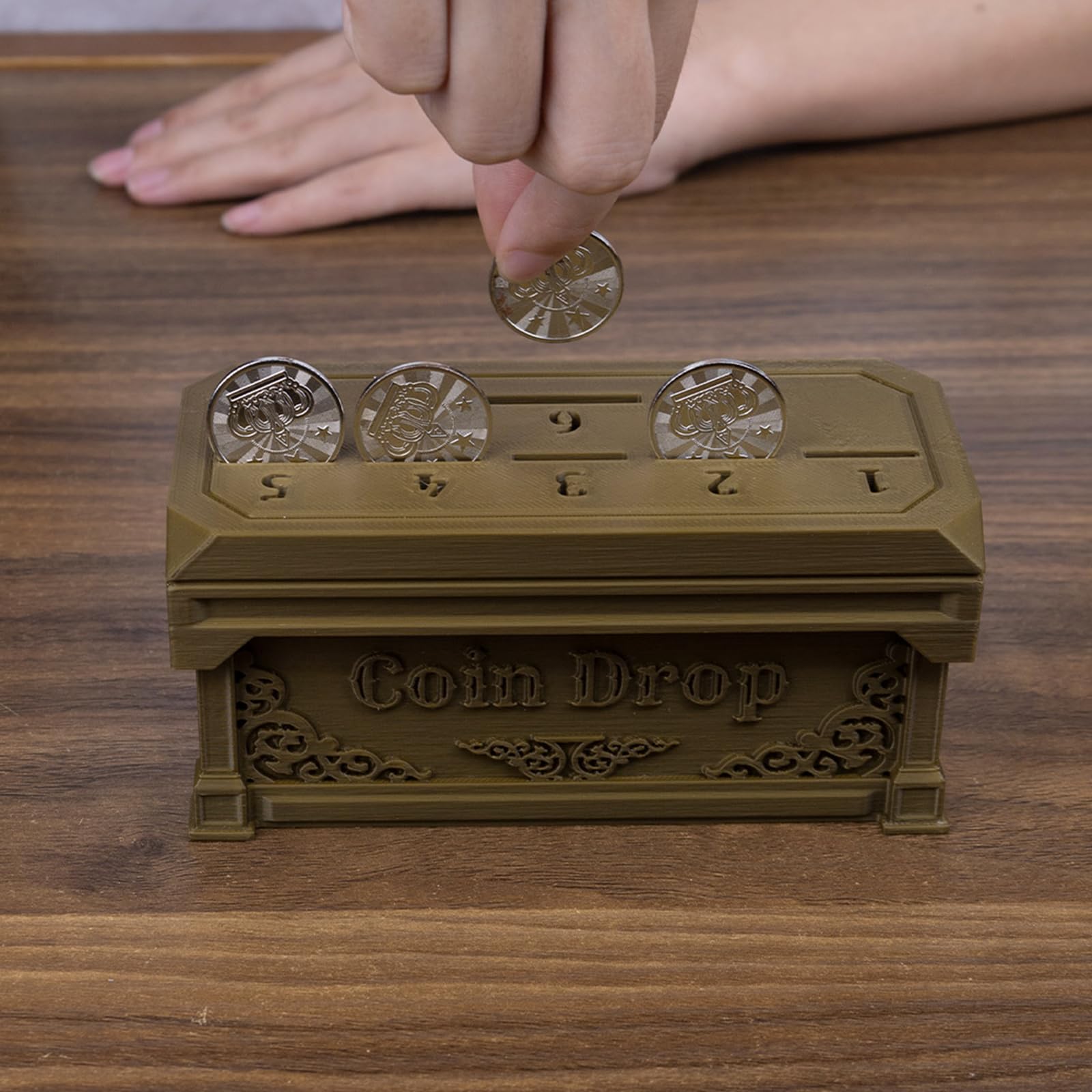 Coin Drop Game - Classic Board Game with 30 Metal Coins, Fancy Gift Box, Dice & Instructions | Fun Family Party Game for Kids & Adults | Perfect for Birthday Parties, Game Nights & Classroom Activities