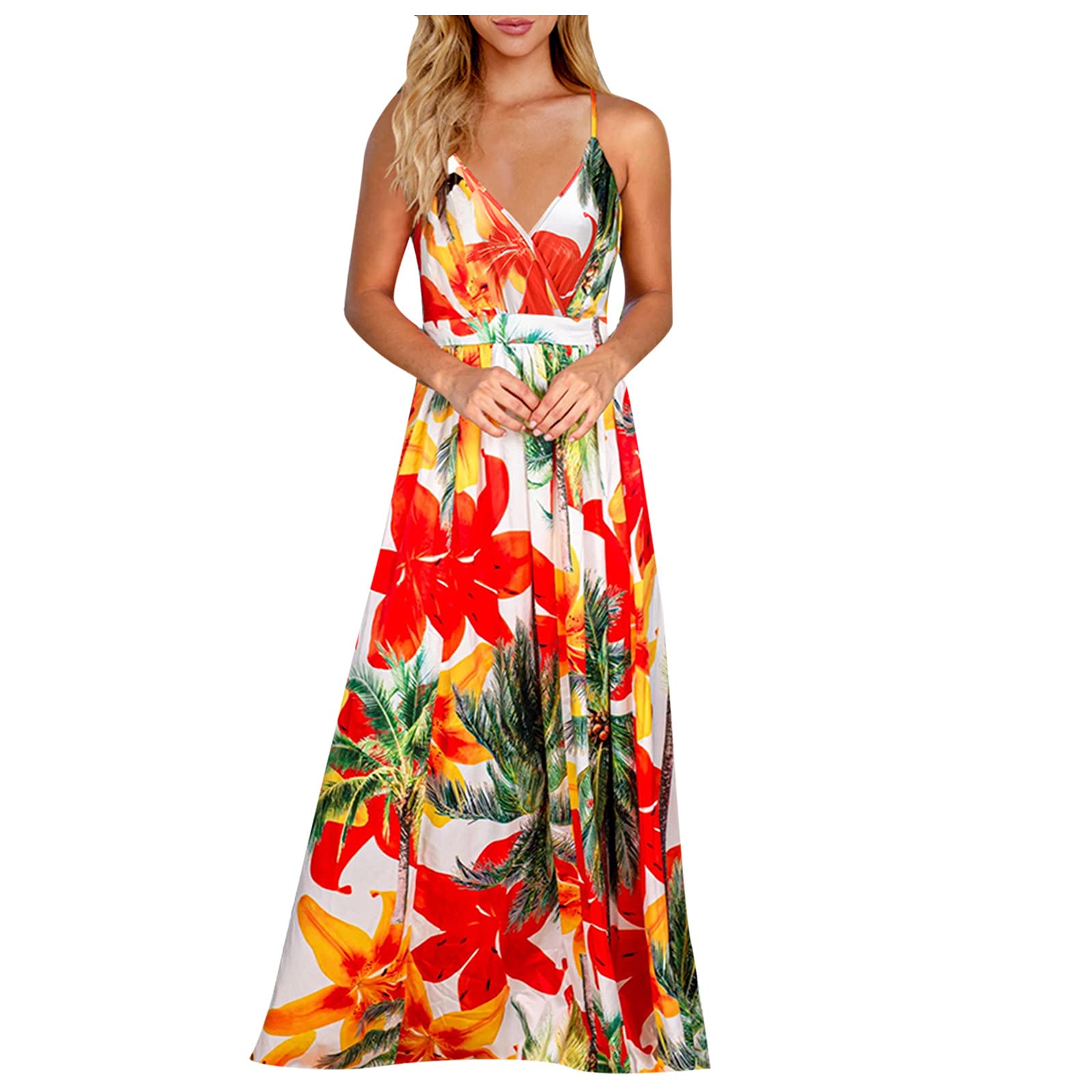 Sexy Long Backless Boho Floral Maxi Sundress for Women - Perfect for Beach Parties, Evening Events & Summer Vacations