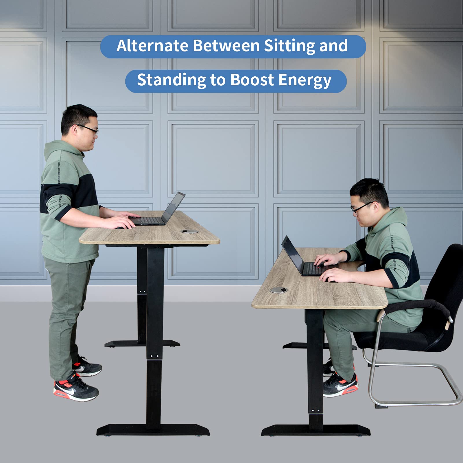 Magari 55x25.6 Inch Solid Wood Electric Height Adjustable Standing Desk - Ergonomic One-Piece Desktop for Home Office, DIY PC Workstation (Table Top Only) - Perfect for Remote Work & Gaming Setup