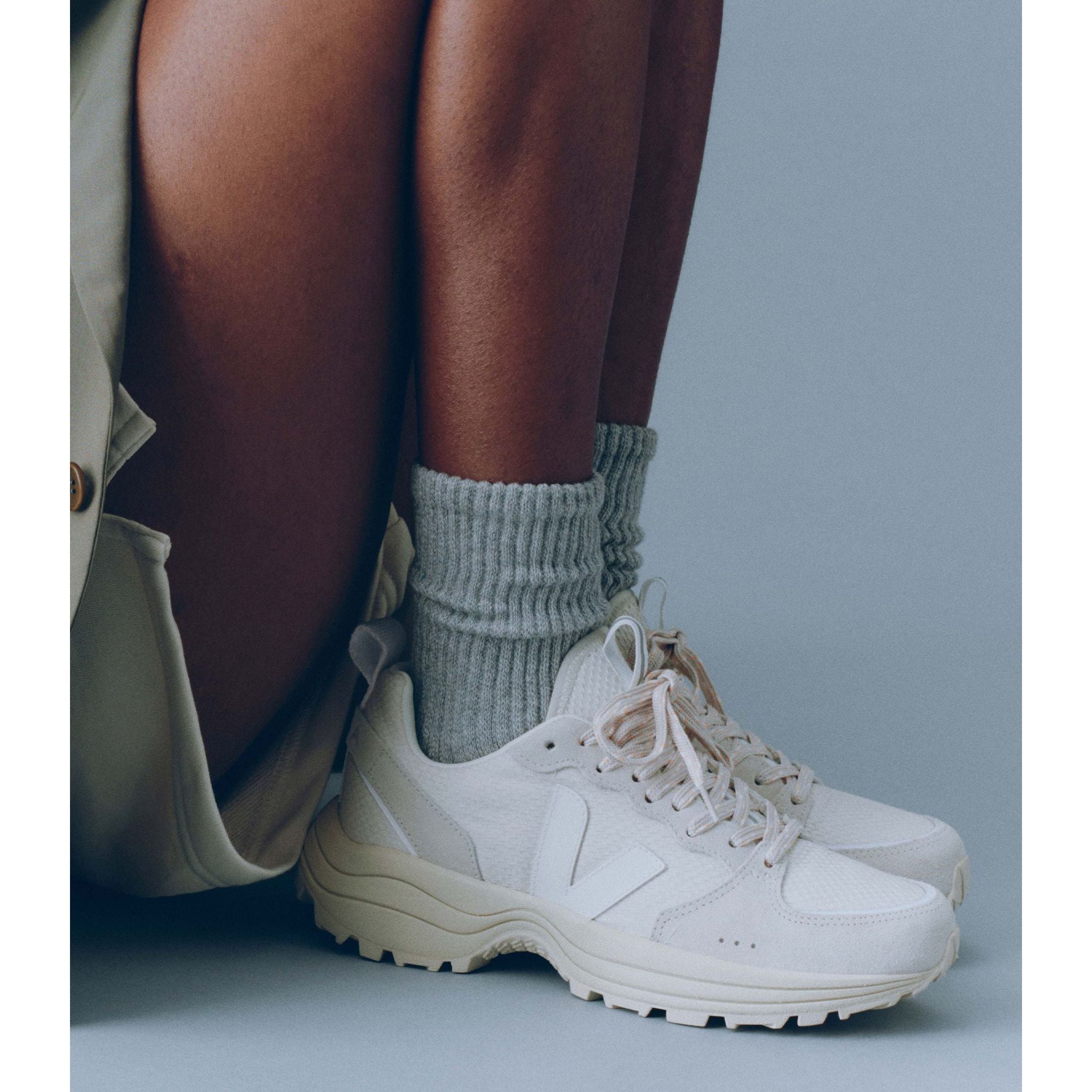 Veja Women's Venturi Hexamesh Sneakers - White Gravel Color | Eco-Friendly Vegan Running Shoes for Women | Perfect for Gym, Running & Casual Wear