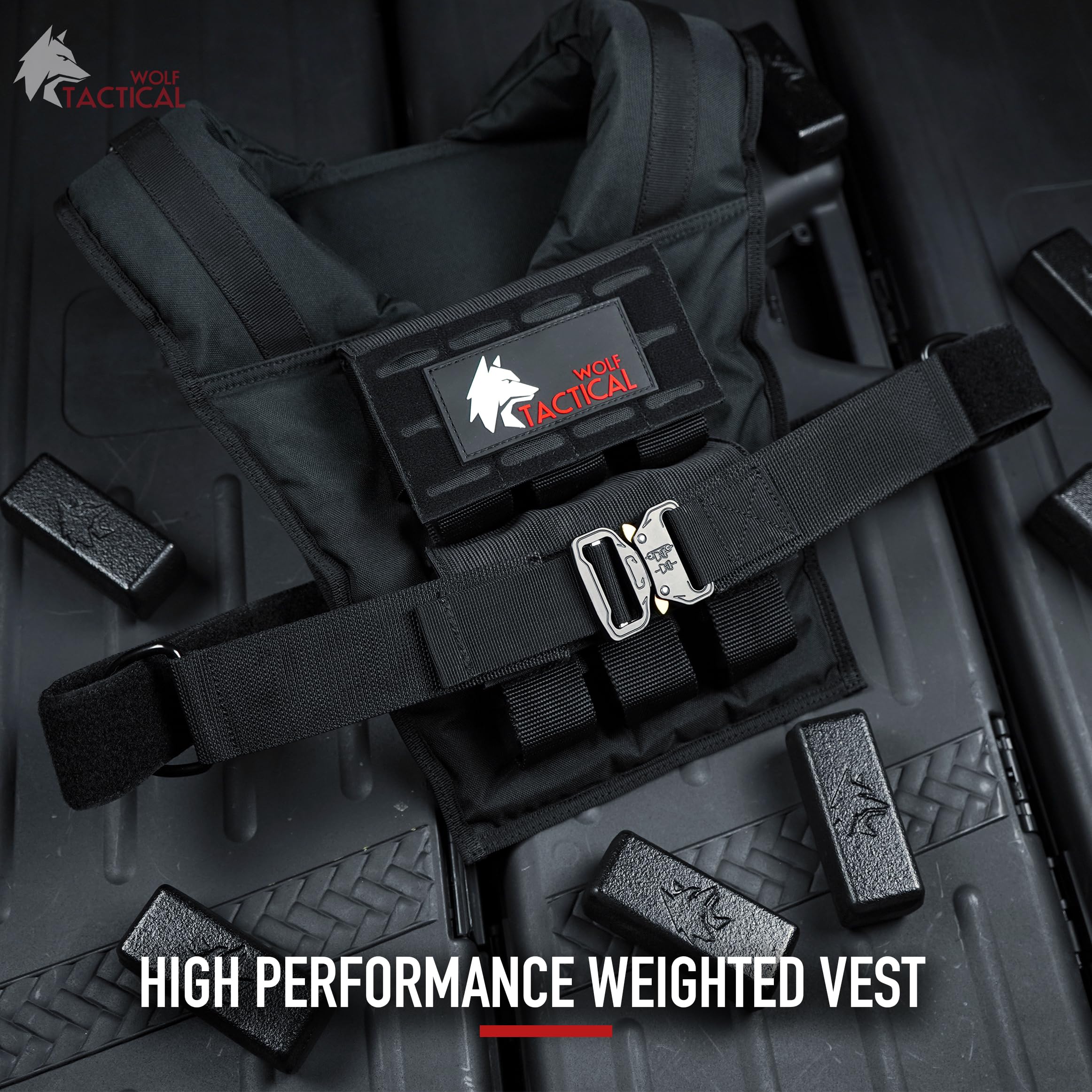 WOLF TACTICAL Weighted Training Vest for Men - Adjustable Strength Workout Vest with Removable Weights for CrossFit, Running & Fitness Training | Ideal for Gym, Home Exercise & Outdoor Workouts