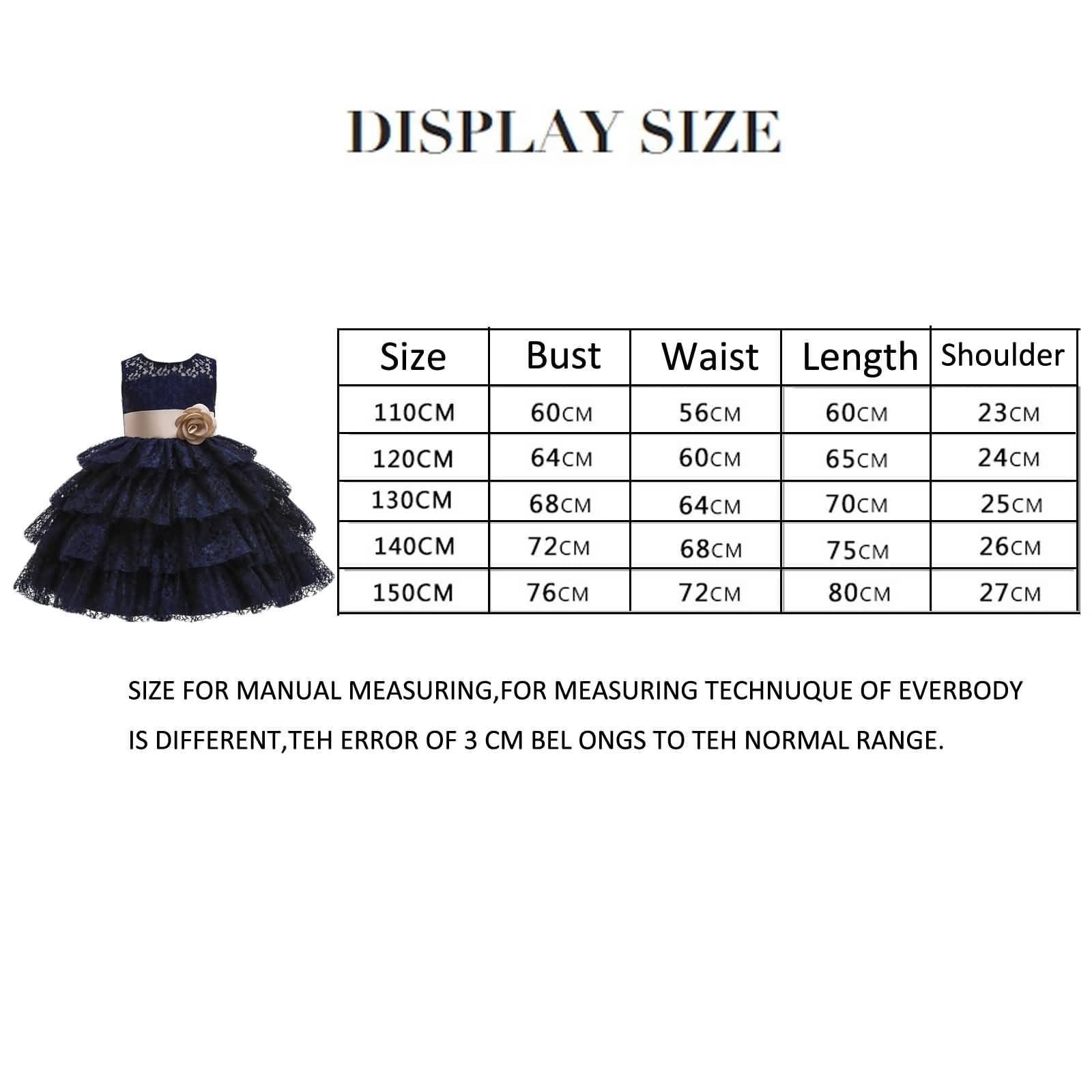 Gualiy Girls Navy Blue Lace Puffy Dress with Flower and Tie Waist - Elegant Birthday Party Gown for Ages 4-10 Years | Perfect for Birthday Parties, Weddings, and Special Occasions