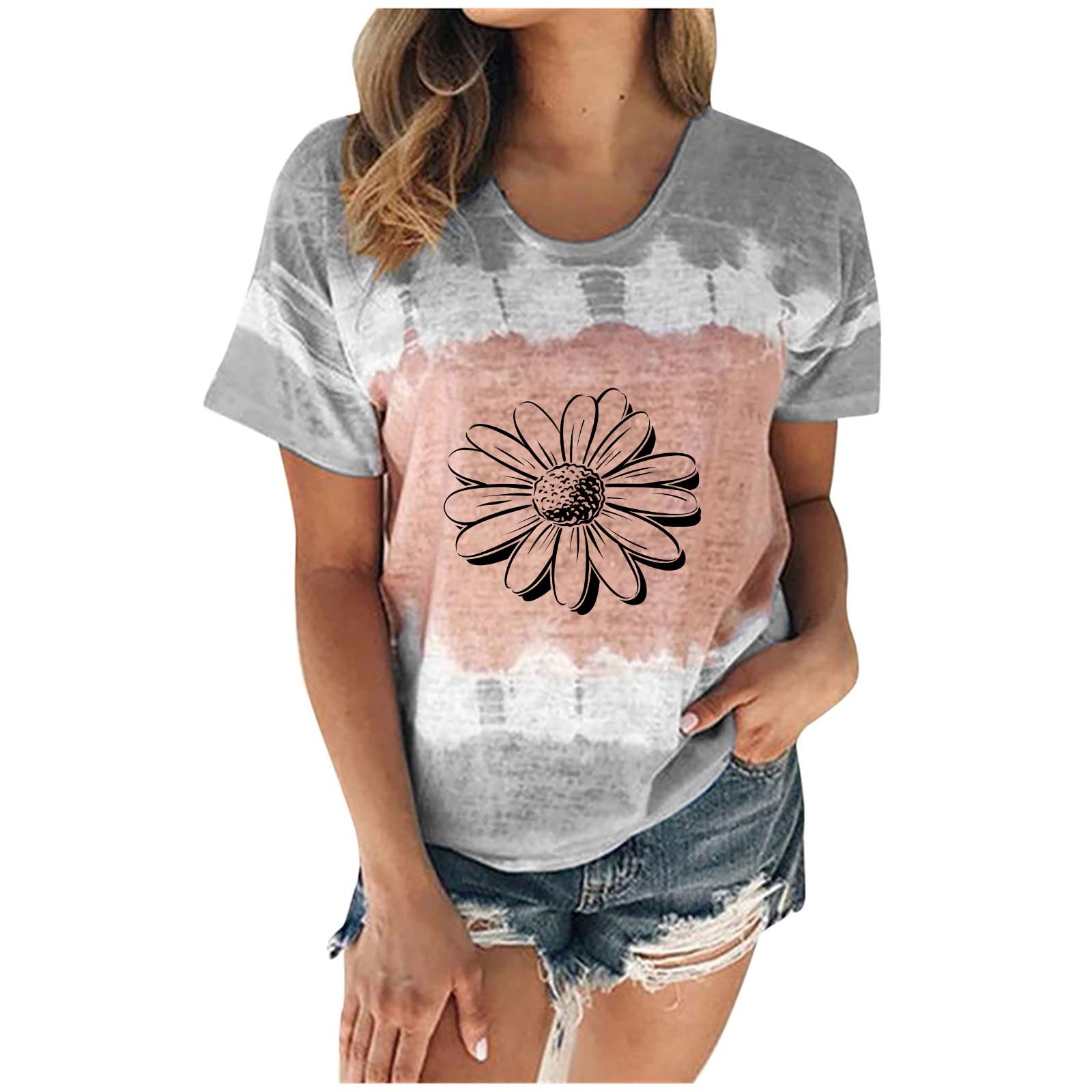 Women's Casual T-Shirts - Summer Cute Printed Tee, Loose Fit Plus Size Short Sleeve Blouse, Sexy & Comfortable Tunic Top for Everyday Wear, Beach Outings & Date Nights