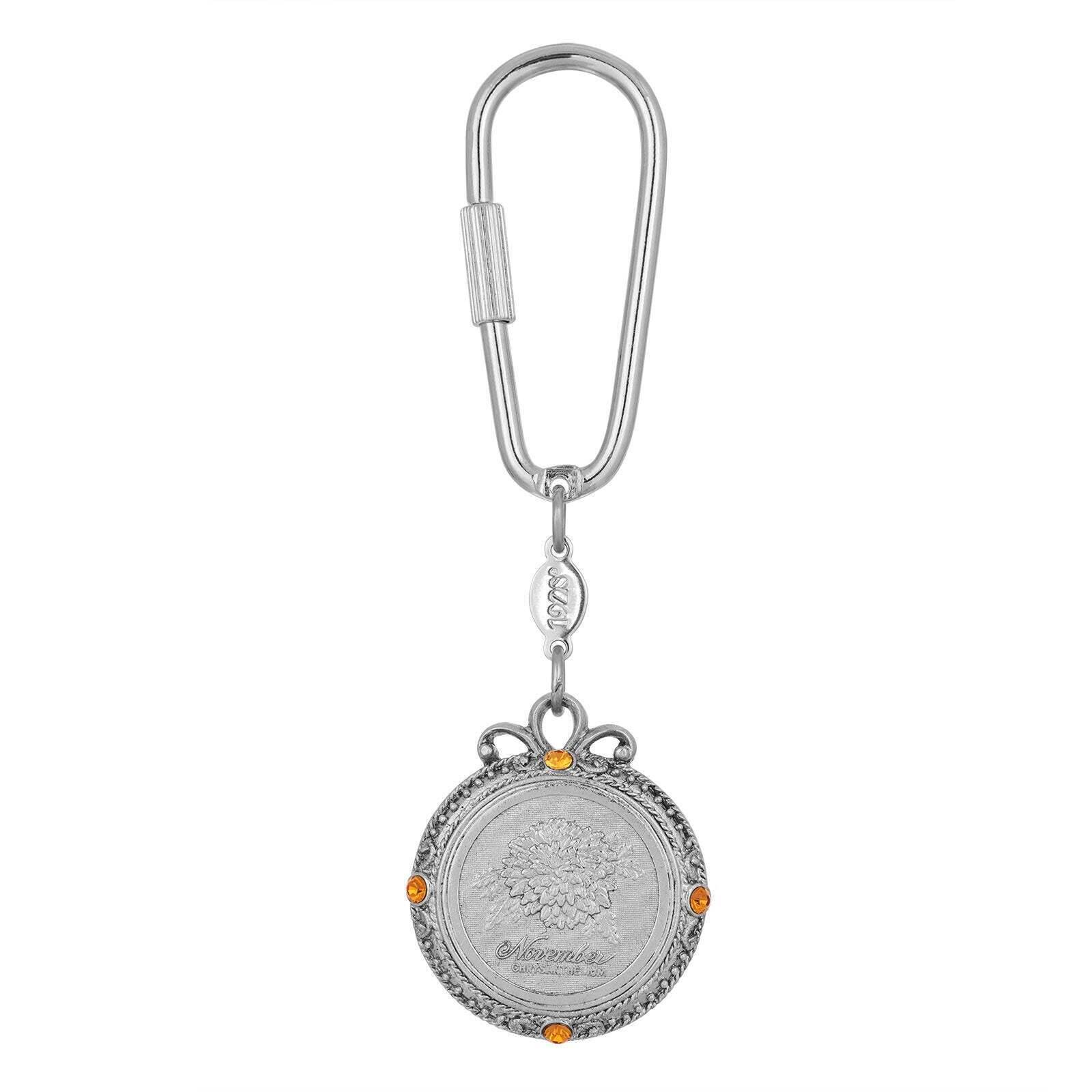 1928 Jewelry Crystal Flower of The Month Carabiner Keychain - Elegant Birthstone Key Ring for Women, Perfect Gift for Birthday, Anniversary & Special Occasions