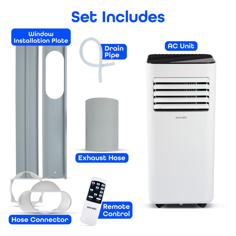Portable Air Conditioner 8000 BTU - Compact Home AC Cooling Unit with Evaporative Cooling & Humidifier Modes - Includes Window Mount Kit (White) - Perfect for Bedrooms, Living Rooms & Small Spaces
