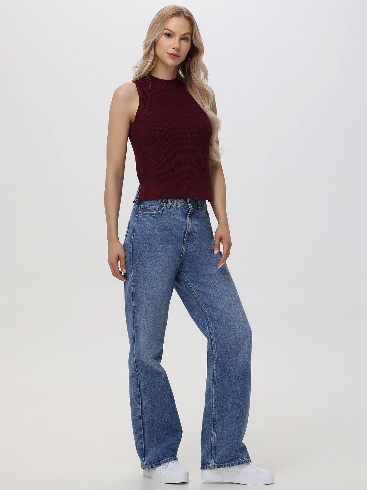 Demi High Crewneck Cotton Tank Top for Women - Soft Breathable Summer Casual Wear - Perfect for Yoga, Gym, and Everyday Outfits