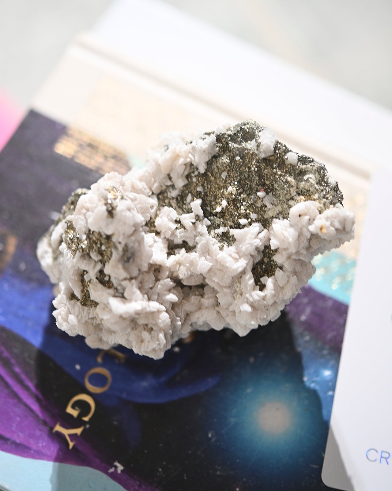 Natural Pyrite and Calcite Crystal Cluster Specimen - Healing Stones for Meditation, Home Decor & Mineral Collection (3-4 Inches)