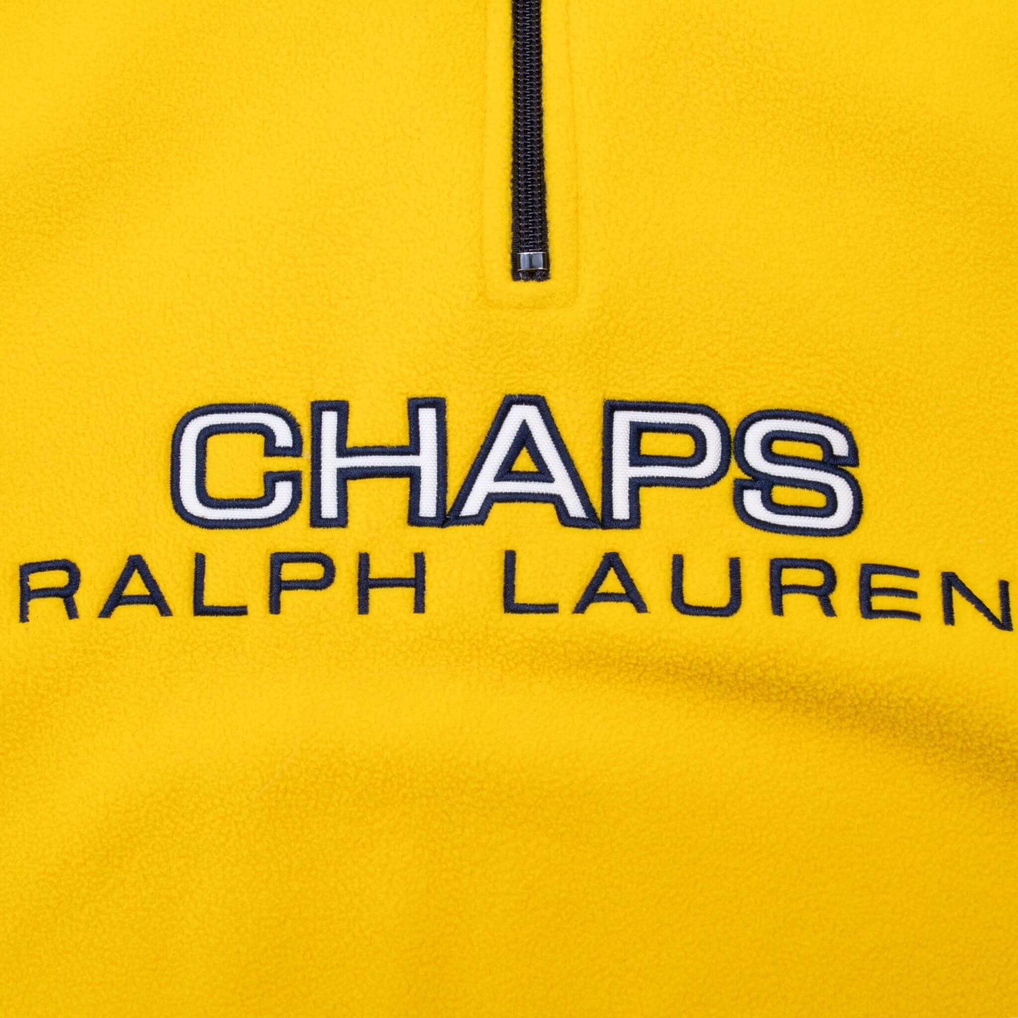 Vintage Ralph Lauren Chaps Yellow Fleece Pullover Jacket 1990s Medium - Cozy Retro Style for Casual Outings & Fall Layering