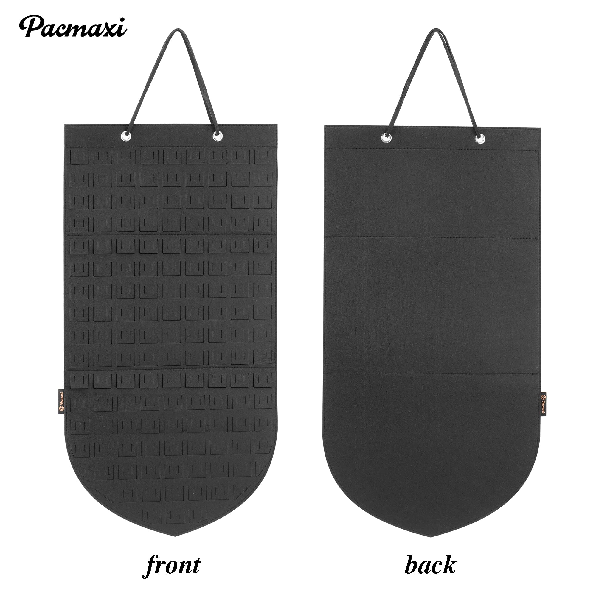 PACMAXI Hanging Brooch Pin Organizer - Display & Storage Case for 96 Pins - Jewelry Collection Holder - Perfect for Brooches, Lapel Pins & Badges (Black, Small) - Ideal for Home, Travel & Gift Organization