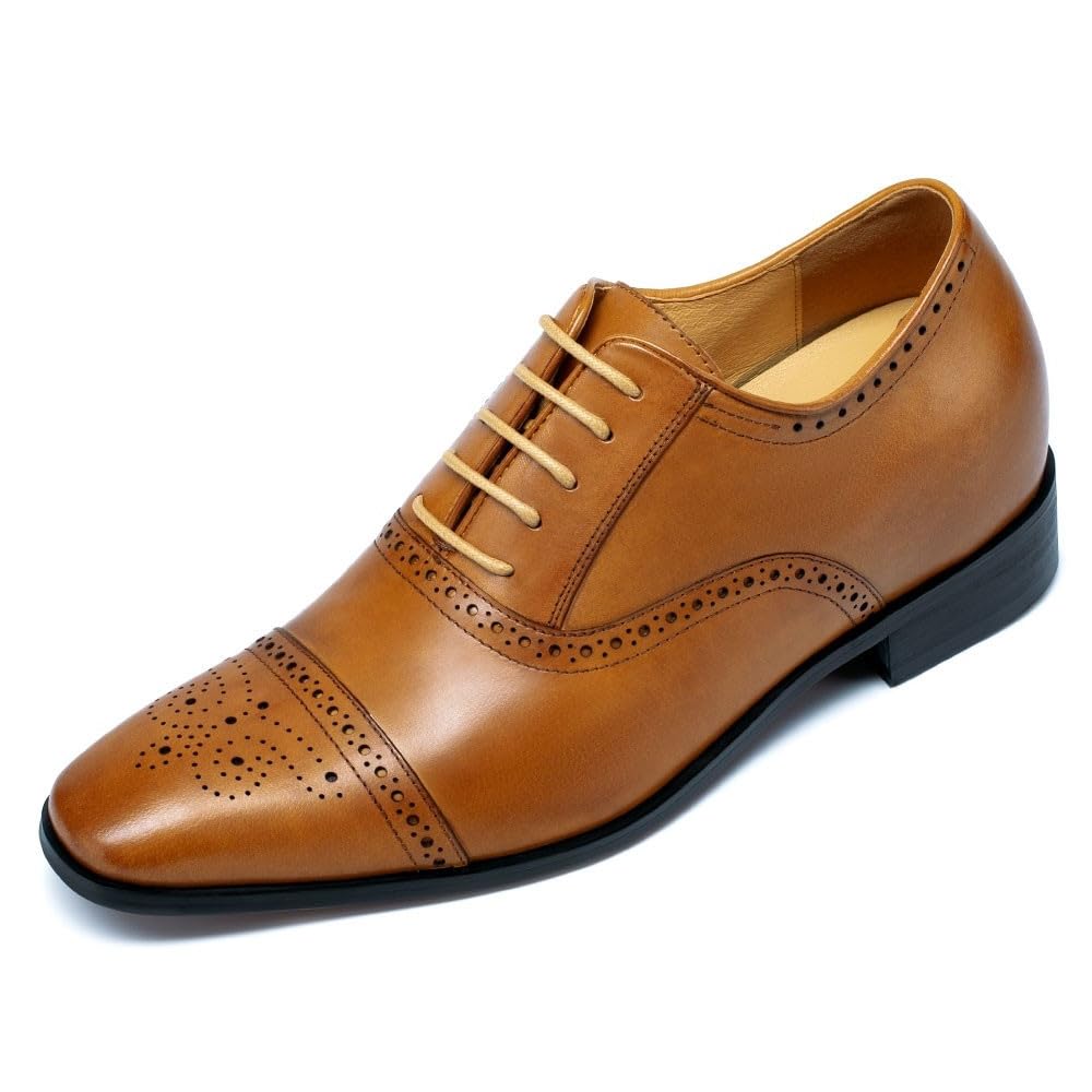 CHAMARIPA Men's Elevator Shoes with Built-in Height Insoles - Breathable Leather Dress Shoes for Men | Anti-Slip & Arch Support | Custom Fit for Comfort & Stealth Height Boost - Perfect for Work, Dating & Formal Events