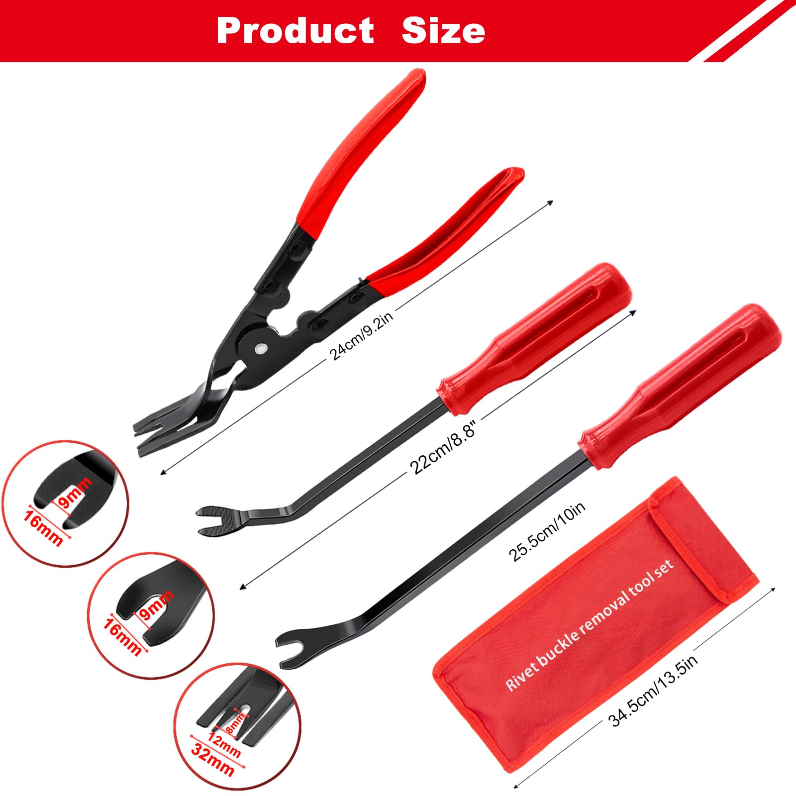 3 Pcs Clip Remover Tool Set - Auto Trim Fastener Removal Pliers & Pry Tools for Car Door Panel & Dashboard Repair | Professional Automotive Interior Clip Removal Kit for DIY Car Maintenance & Detailing