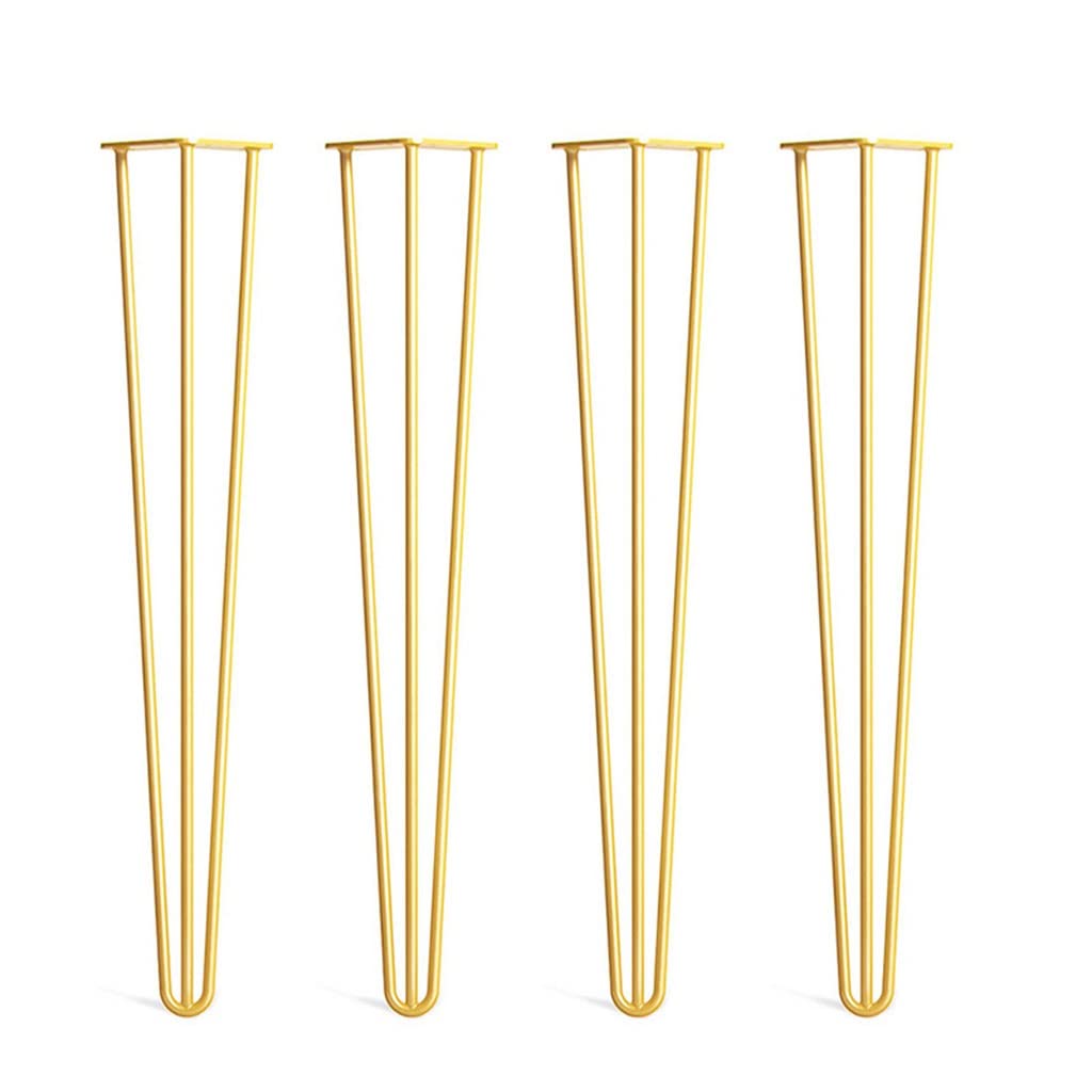 Premium Metal Table Legs Set of 4 - 16 Inch Gold Furniture Legs with Black Screws & Floor Protectors for Coffee Tables, Nightstands, End Tables - Perfect for Living Room, Bedroom & Office Furniture Upgrade