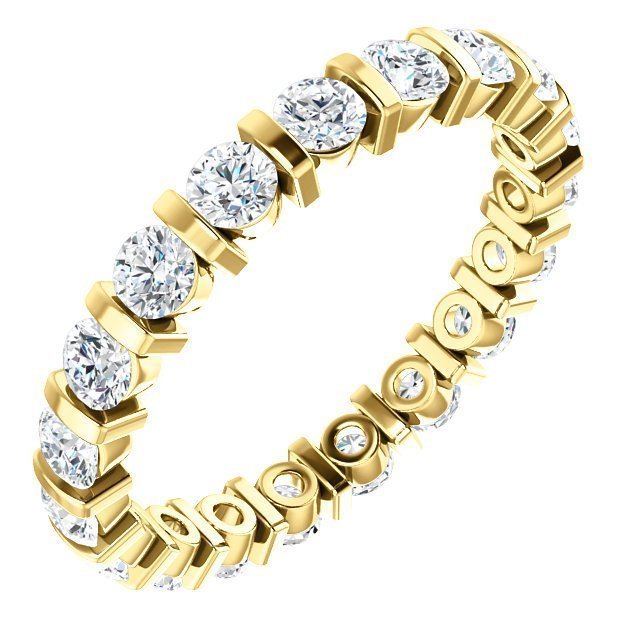 14K Gold 1.5 CTW Diamond Bar Set Eternity Band Ring for Women - Perfect for Anniversary, Wedding, and Special Occasion Gifts