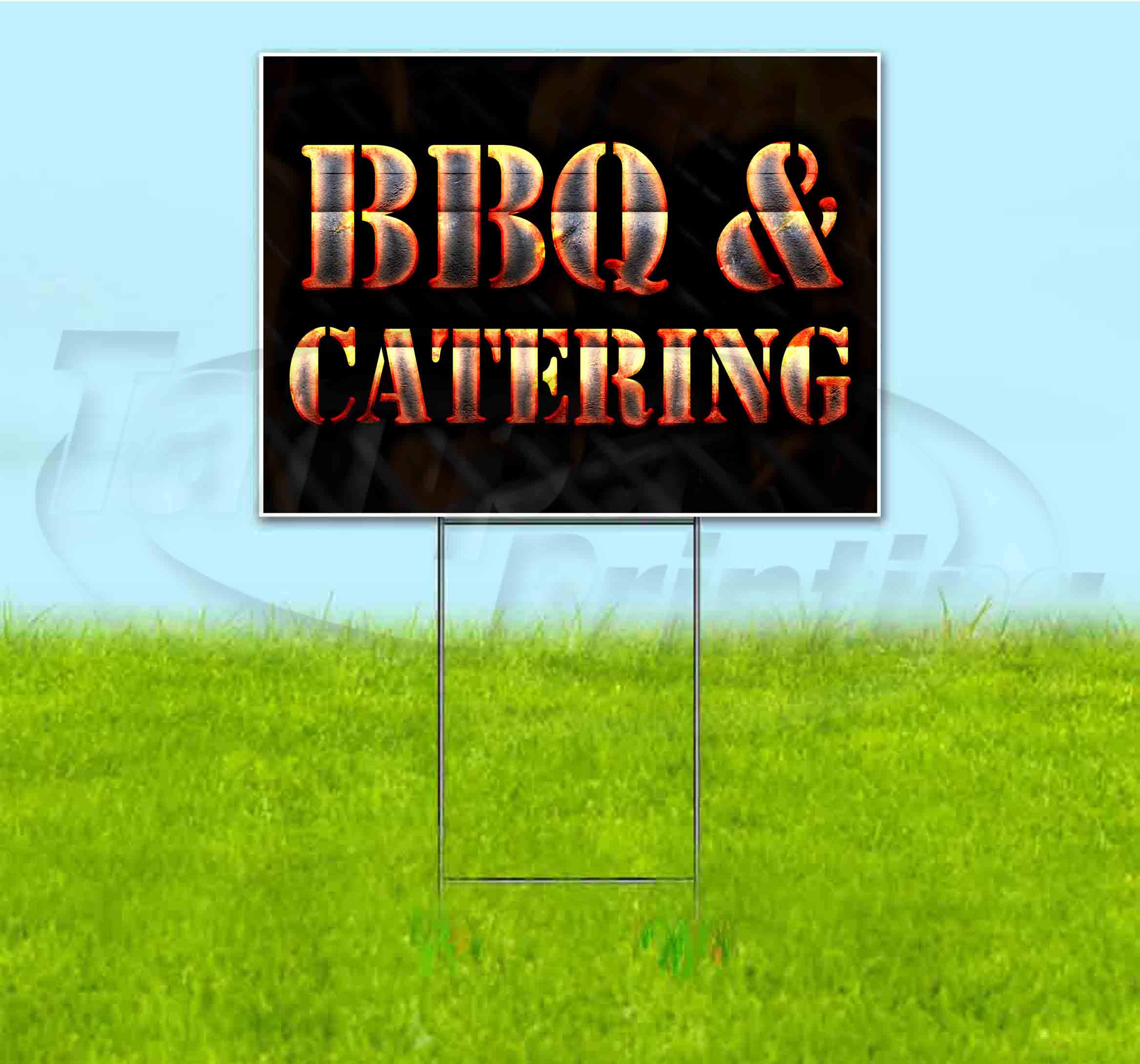 Custom BBQ Catering Yard Sign 18x24 Inches - Durable Metal Step Stake Included | Bulk Discounts & Multi-Packs Available | Perfect for Outdoor Events, Food Trucks & Restaurant Advertising