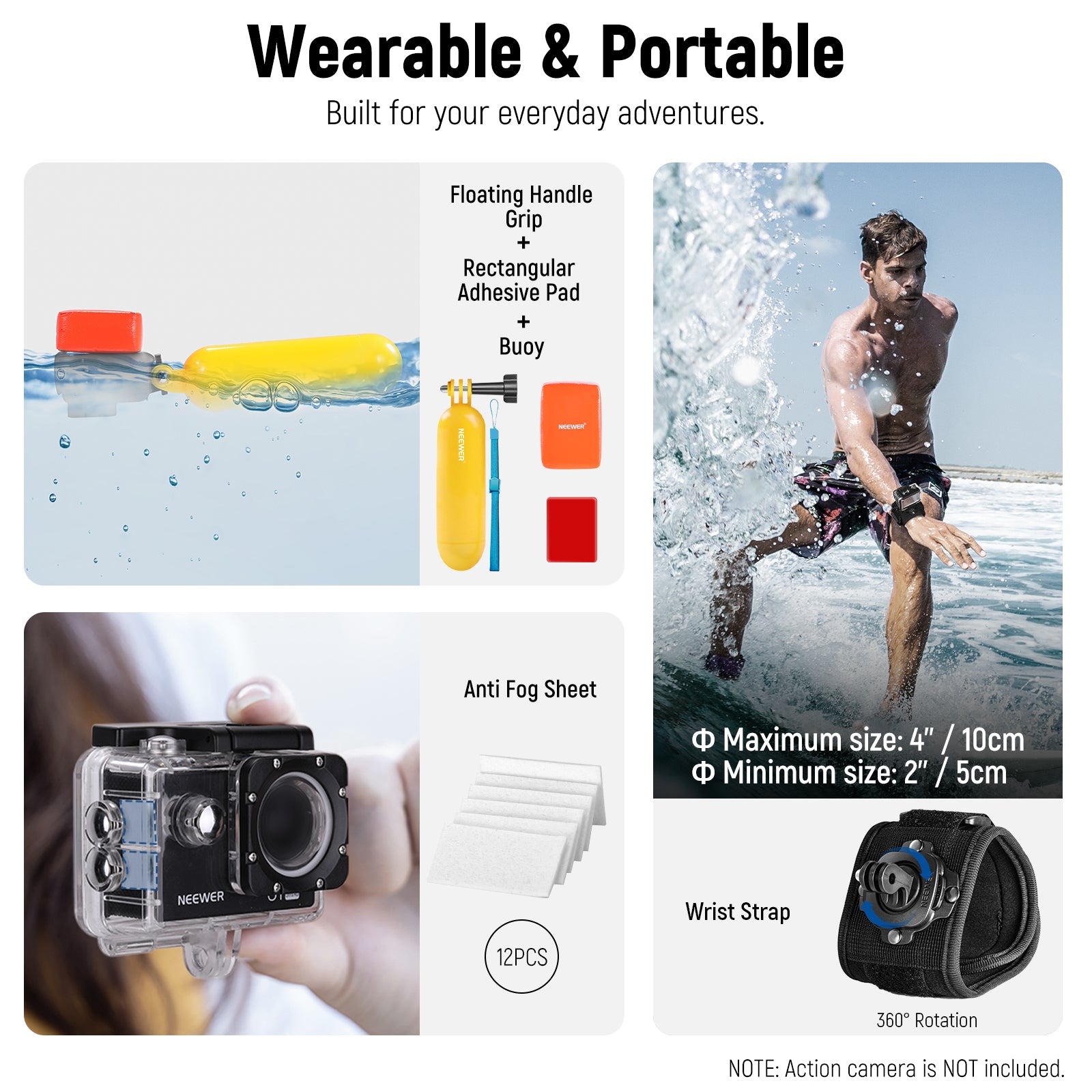 NEEWER 50-in-1 Action Camera Accessories Kit for GoPro Hero 10 9 8 7 6 5 - Waterproof Case, Mounts, Batteries & More - Perfect for Vlogging, Travel, Sports & Outdoor Adventures