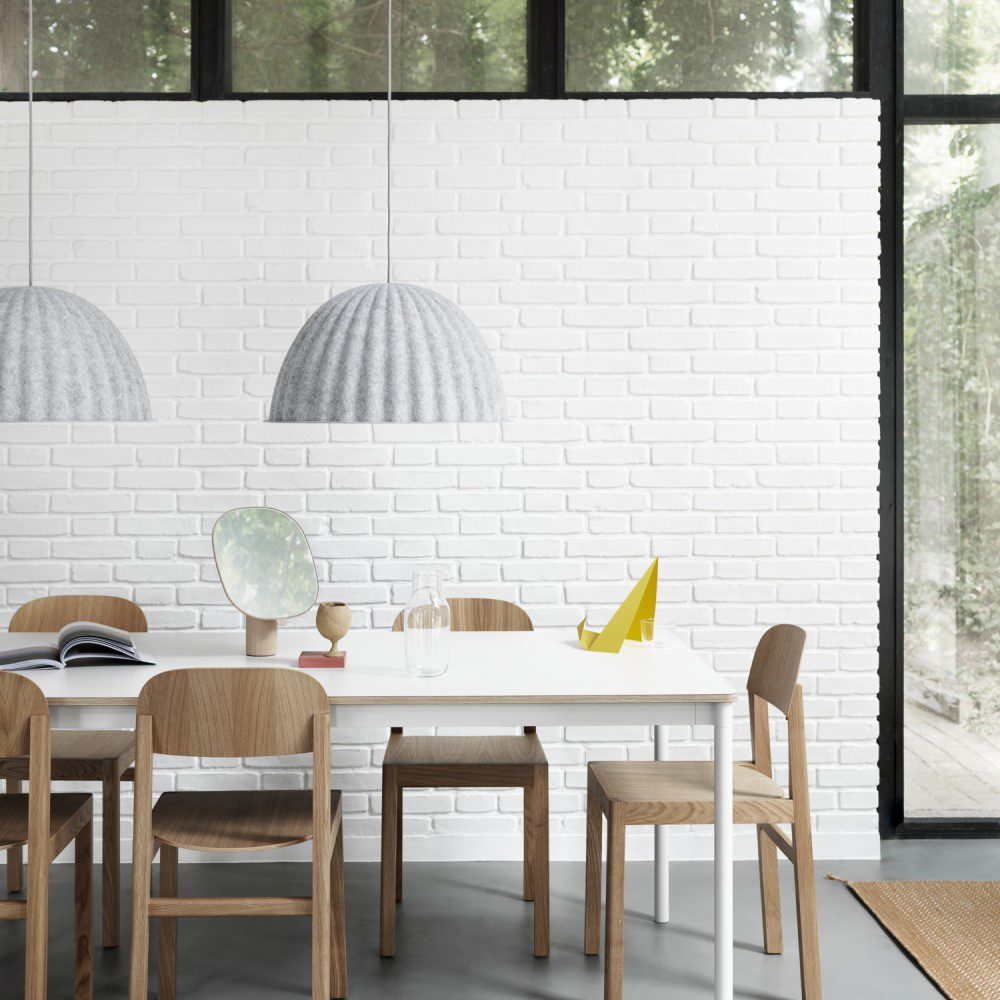 PRE ORDER MUUTO Under The Bell Pendant Lamp in White Mélange – Available in 2 Sizes | Modern Scandinavian Lighting for Dining Room, Kitchen Island & Living Room