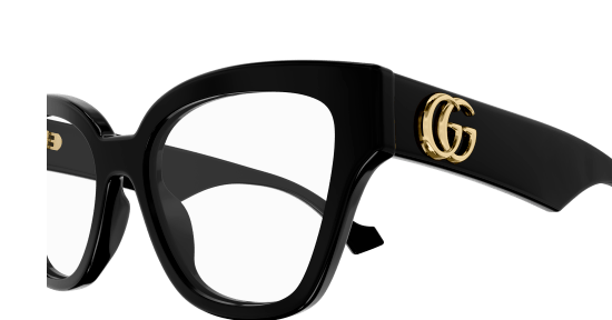 Gucci GG1424O 005 Black Crystal Square Women's Eyeglasses - Stylish Designer Glasses for Women, Fashionable Square Frame with Crystal Accents - Perfect for Work, Date Night & Everyday Wear
