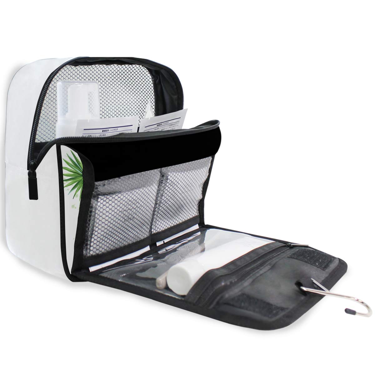 AGONA Hanging Toiletry Bag - Tropical Palm Leaves & Toucan Design Travel Cosmetic Organizer for Women & Men | Portable Waterproof Makeup Pouch with Hook | Perfect for Vacation, Gym & Bathroom Storage