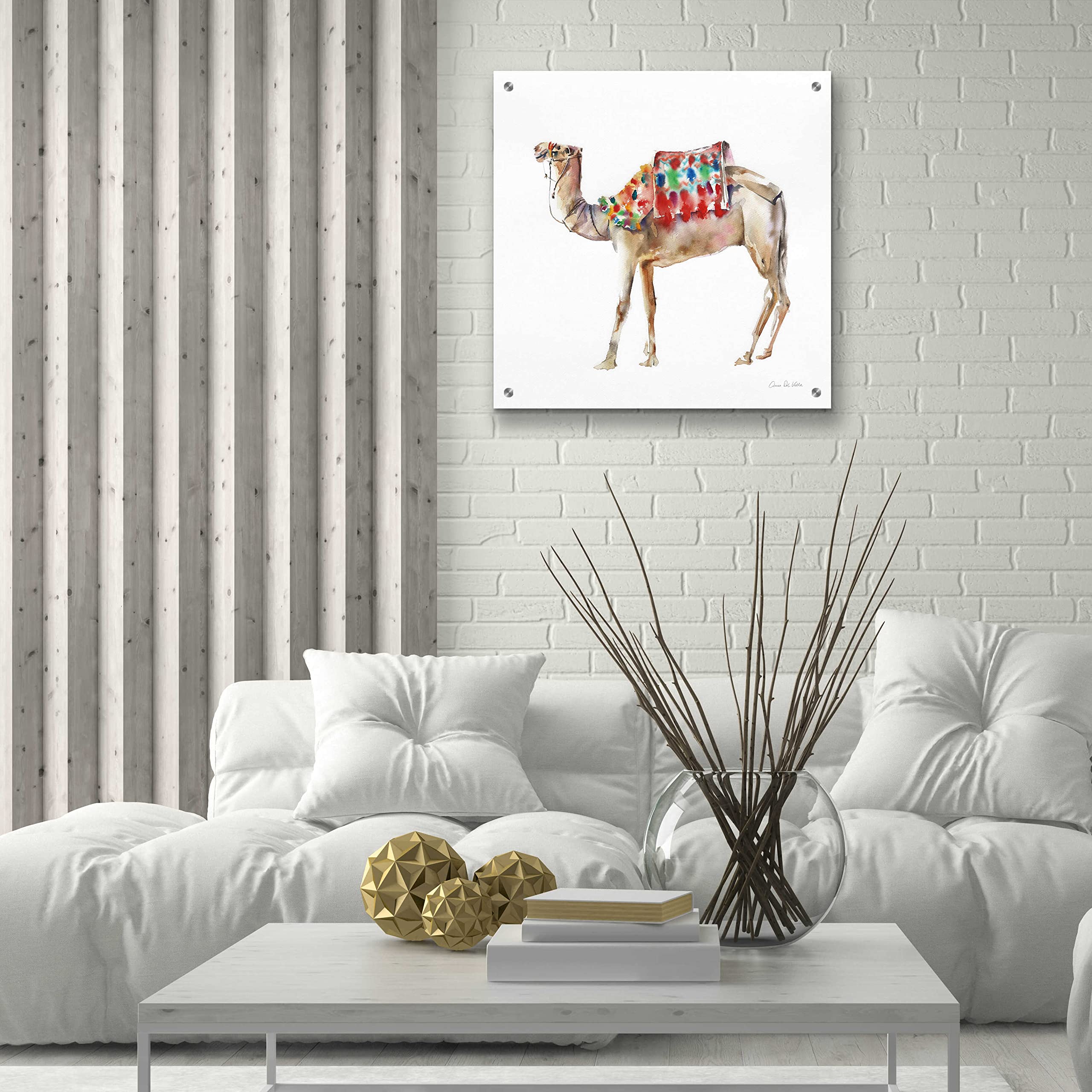 Alan Majchrowicz 'Desert Camel II' Acrylic Glass Wall Art - 24x24 Inches Modern Home Decor for Living Room, Bedroom & Office