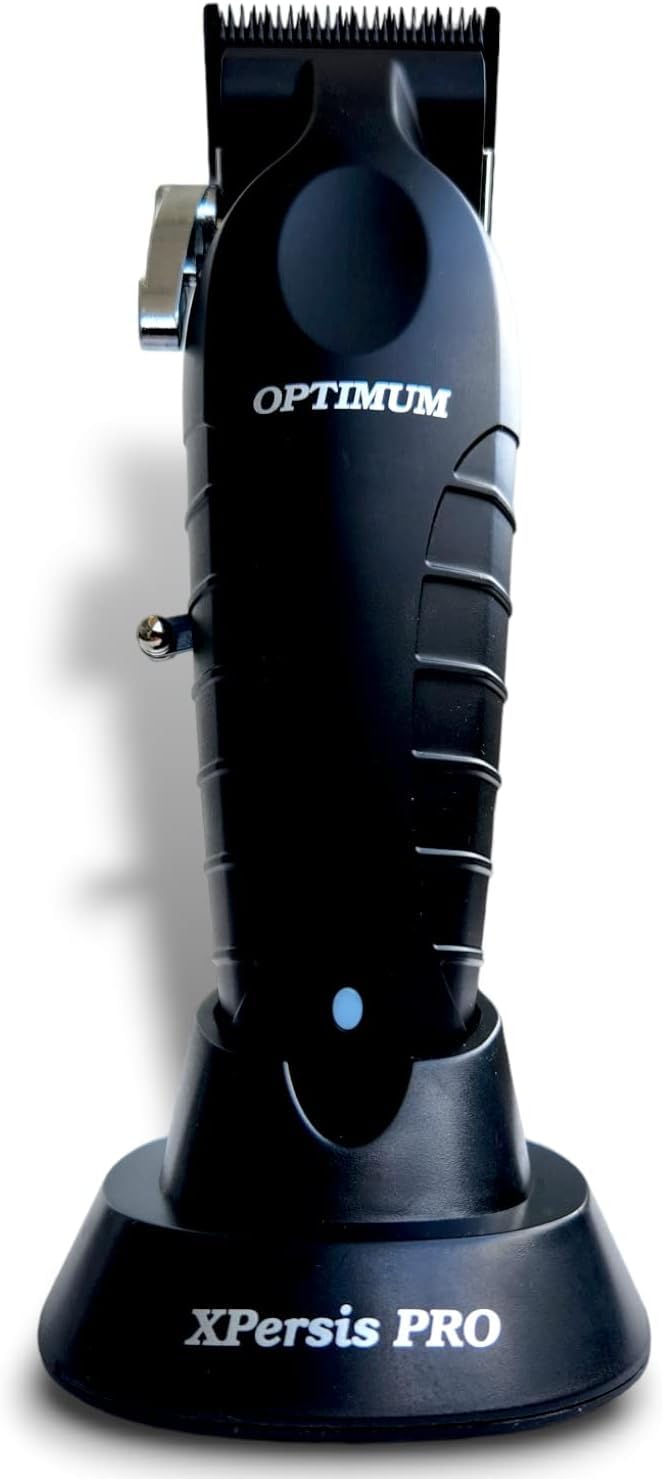 PRO Optimum Ergonomic Hair Clippers for Men - Professional Cordless Hair Trimmer & Electric Razor Foil Shaver with DLC Blade & Brushless Motor - Perfect for Home Barbering, Grooming & Styling - Black