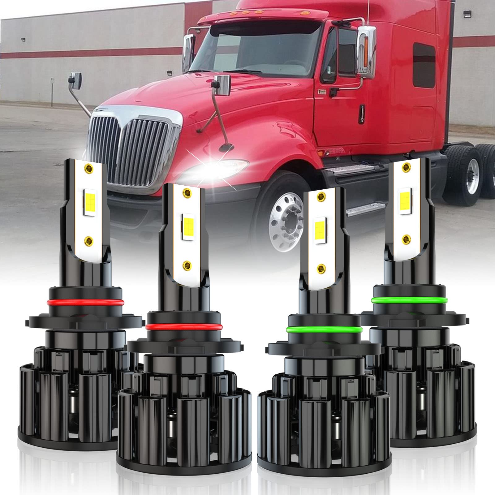 Super Bright 6000K LED Headlight Bulbs Kit for International ProStar Trucks 2008-2016 - 9005 HB3 High Beam & 9006 HB4 Low Beam - Plug and Play, Easy Installation - Pack of 4 - Perfect for Night Driving and Enhanced Road Visibility