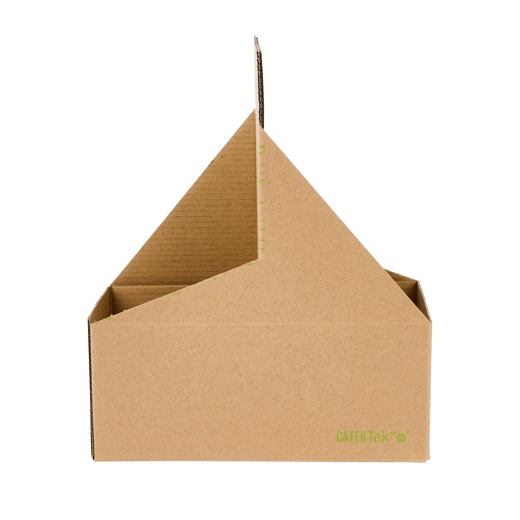 Restaurantware Cater Tek 100-Pack Disposable Cup Carriers with Handles - Kraft & Green Paper Drink Holders for 2 Cups, Perfect for Delivery, Takeout, Coffee Shops, and Beverage Businesses