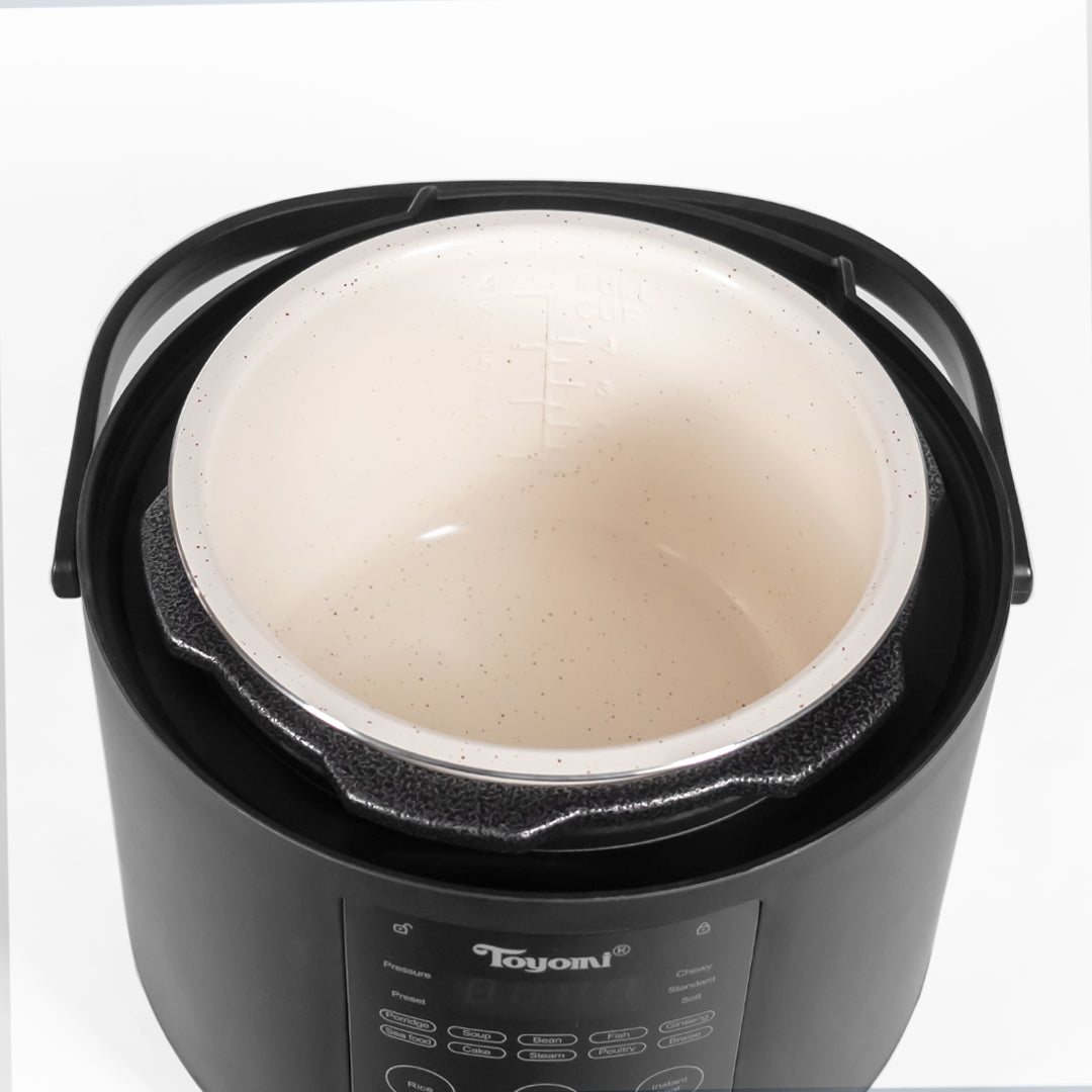 TOYOMI 2L Electric Pressure Cooker and Rice Cooker Combo with Duo Pot PC 2001 + 3.2L Matte Air Fryer AF 3255 Bundle Set - Perfect for Small Kitchens, Dorms, and Quick Healthy Meals