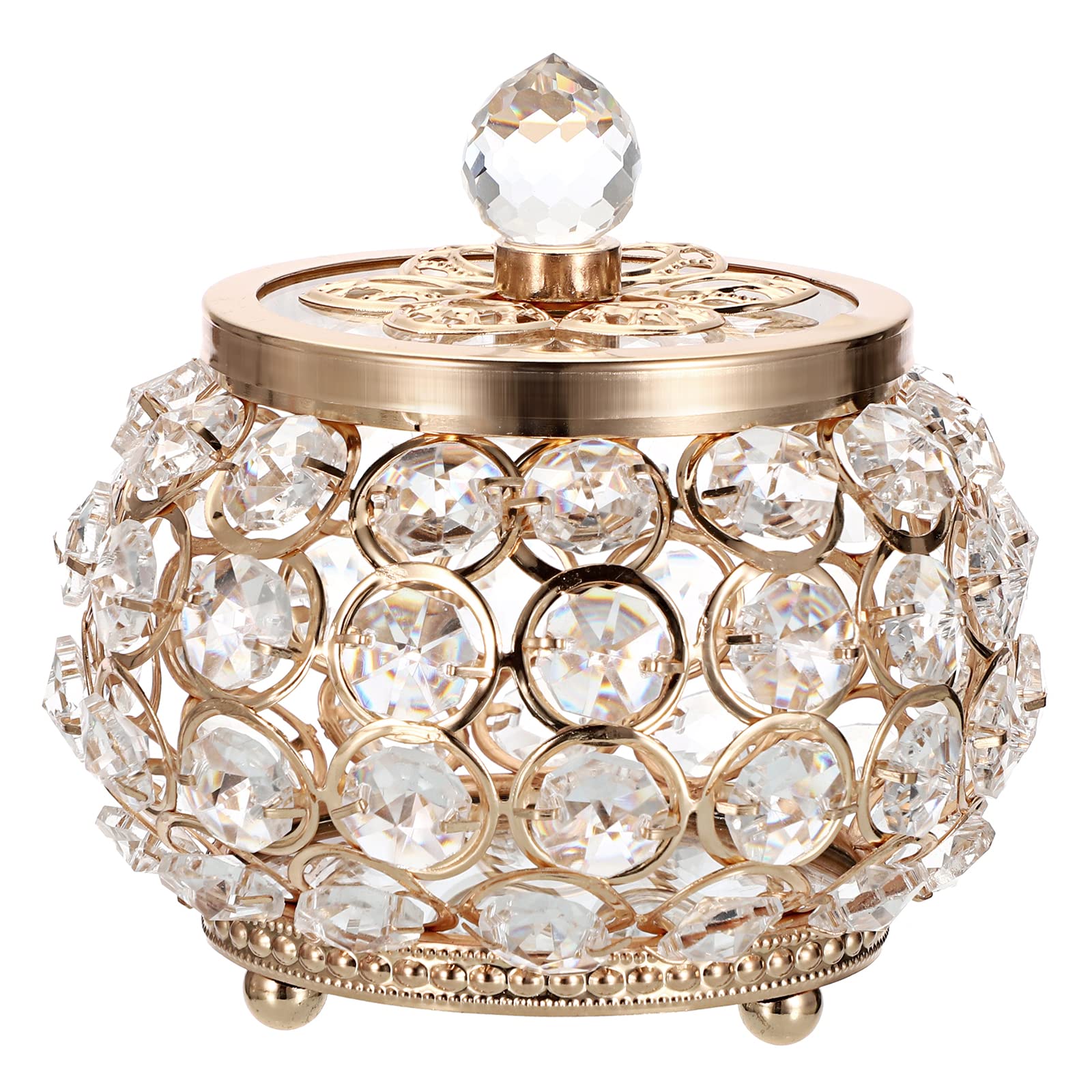 Hipiwe Crystal Jewelry Box with Glass Lid - Small Trinket Organizer & Ring Holder - Elegant Mirrored Treasure Box for Earrings, Necklaces & Keepsakes - Perfect Jewelry Storage & Decorative Gift Box for Dresser, Vanity or Home Decor (Gold) - Ideal for Wedding, Birthday Gifts & Daily Jewelry Organization