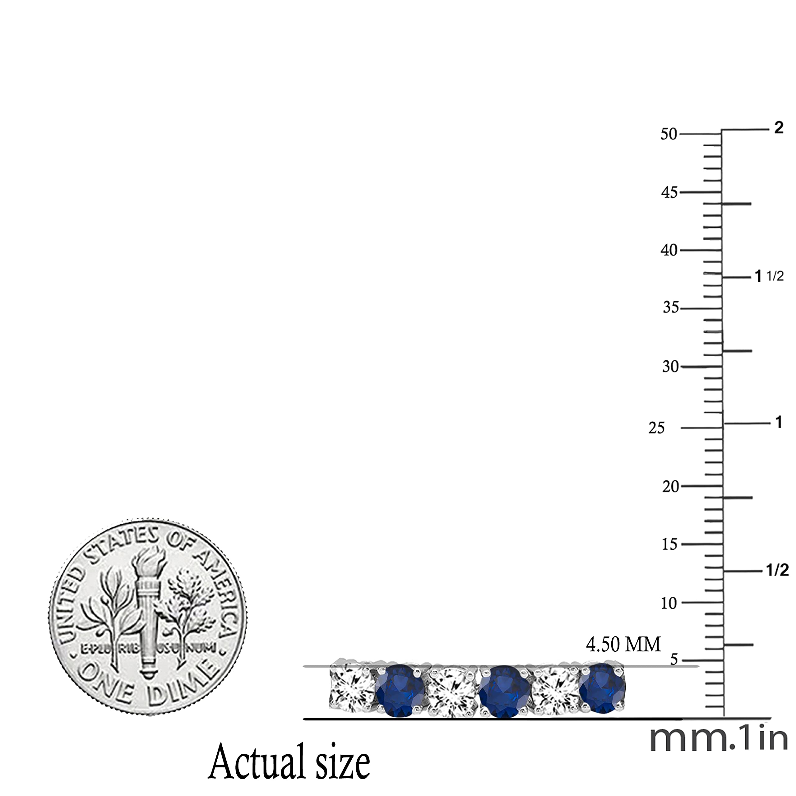 Dazzlingrock Collection 14K Solid White Gold Round Cut Real Blue Sapphire & White Diamond Tennis Bracelet for Women | Elegant Gift for Anniversary, Wedding & Special Occasions